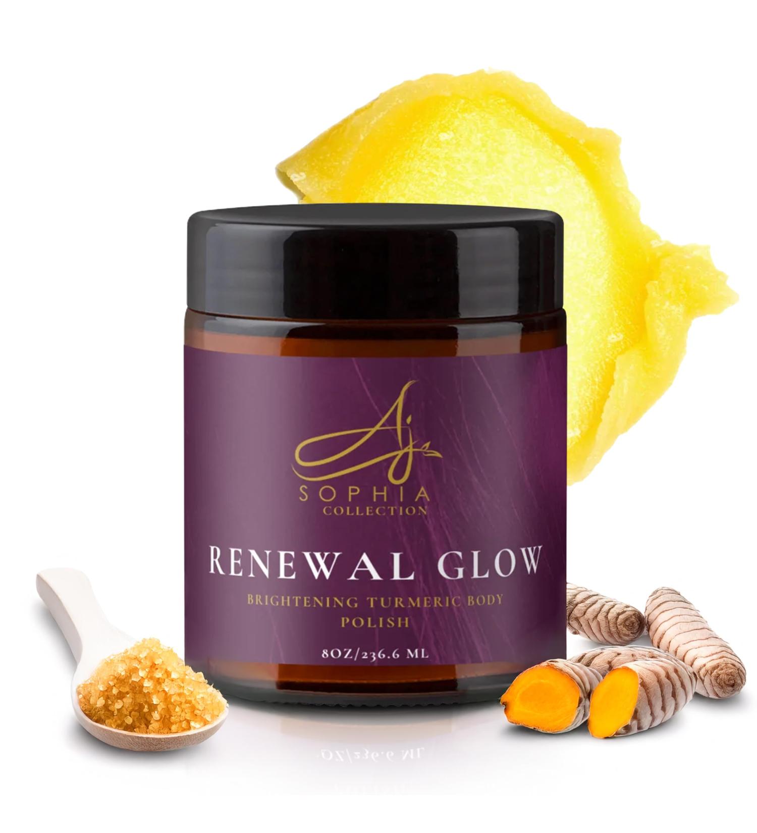 AJ Sophia s Turmeric Body Polish Scrub Renewal Brightening & Exfoliating Skincare with Vitamin E & Glycerin Body Scrub for Glowing Skin Dark Spots Uneven Tone & Texture All Skin Types 8 fl oz - Buy Online on GoSupps.com