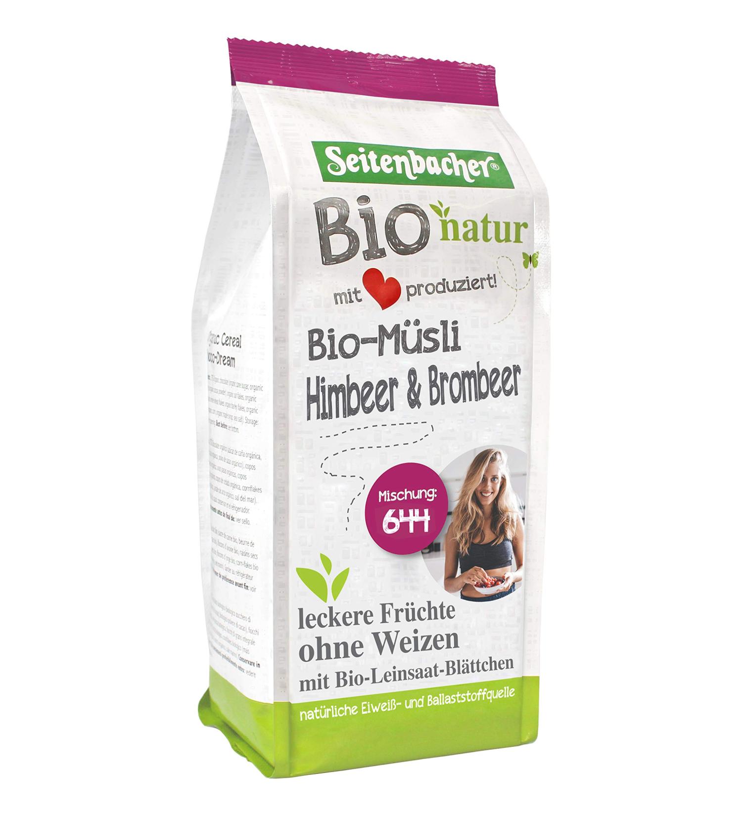 Seitenbacher Organic whole grain muesli raspberry and blackberry pack of 3 3 x 454 g - Buy Online on GoSupps.com