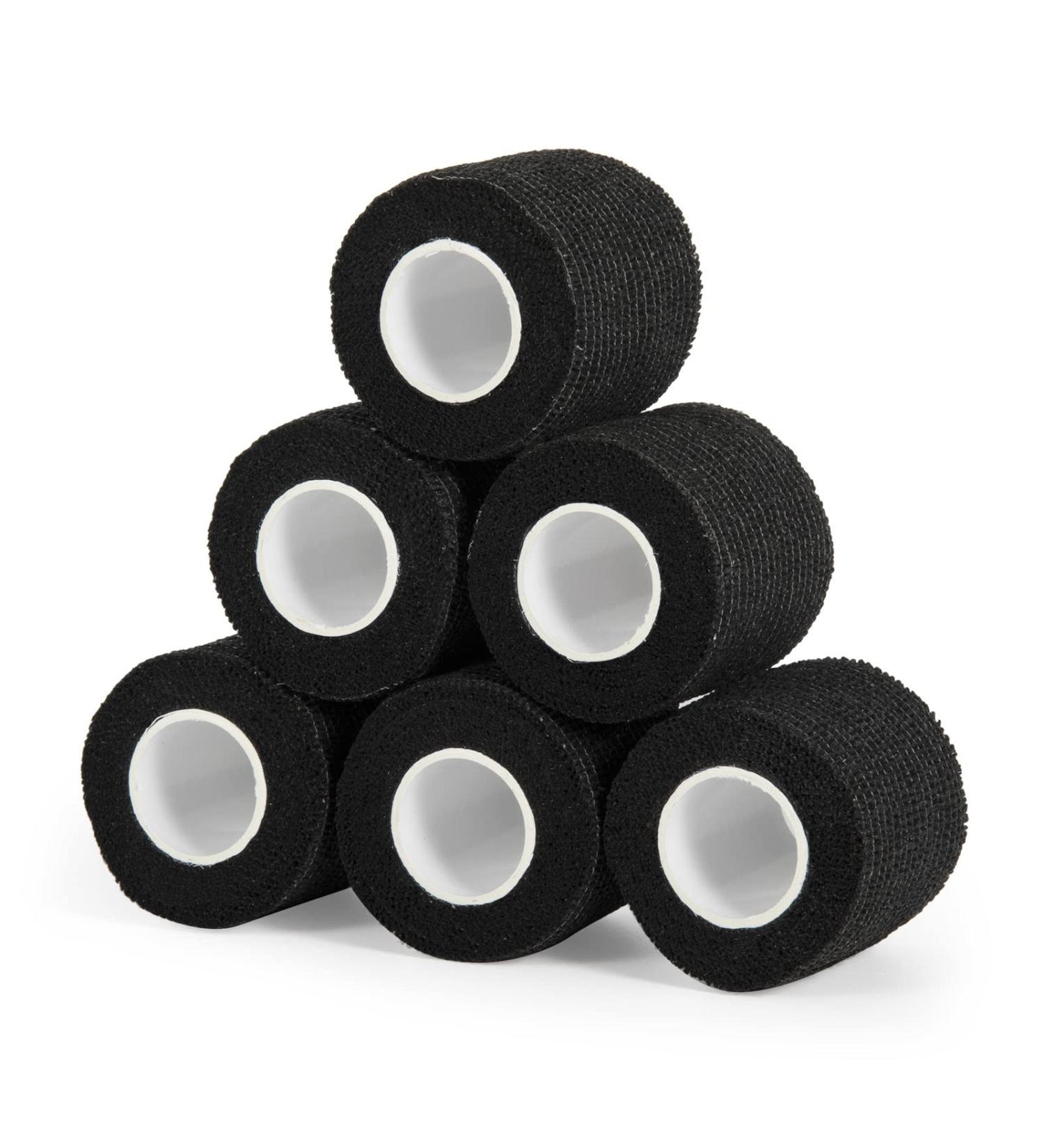 Self Adherent Vet Wrap 2 x 5 Yards, Black (6 Pcs) - Self Adhesive Bandage Tape for Ankle & Wrist Sprains, Swelling - Breathable, Elastic Cohesive Bandage - Buy Online on GoSupps.com