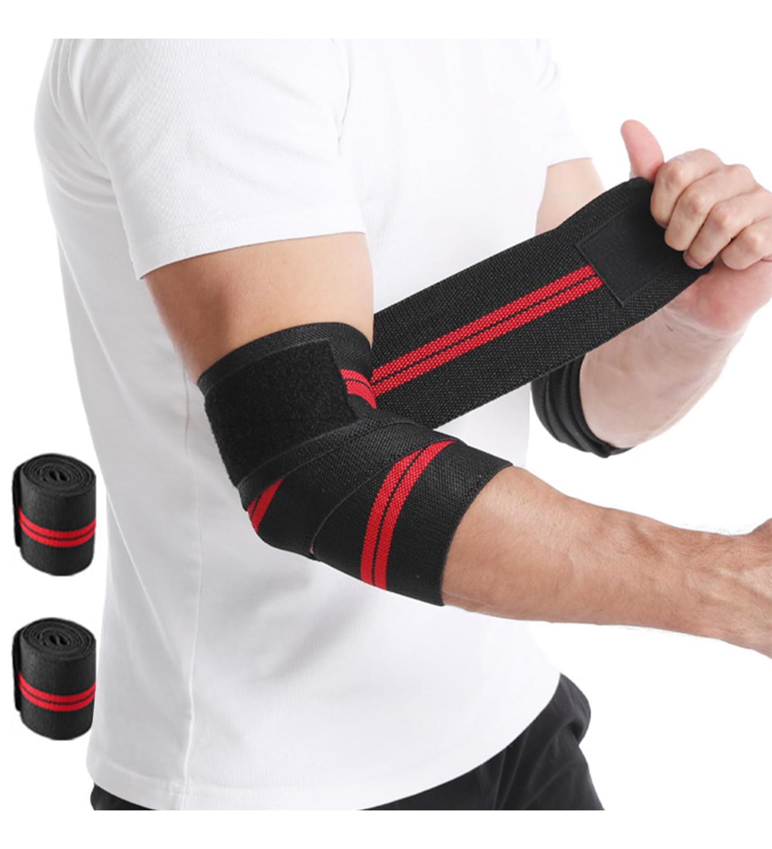 Buy Adjustable Elastic Elbow Wraps for Weightlifting - Compression Support Sleeve - Pain Relief for Gym & Bodybuilding (Red - Buy Online on GoSupps.com
