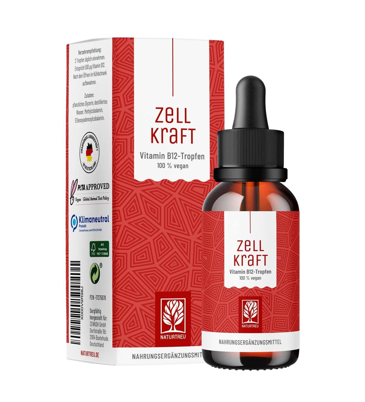 NATURTREU Vitamin B12 Drops 50ml - High Dose 250 g Vegan & Alcohol-Free Methylcobalamin & Adenosyl (4:1) - International Shipping Available - Buy Online on GoSupps.com