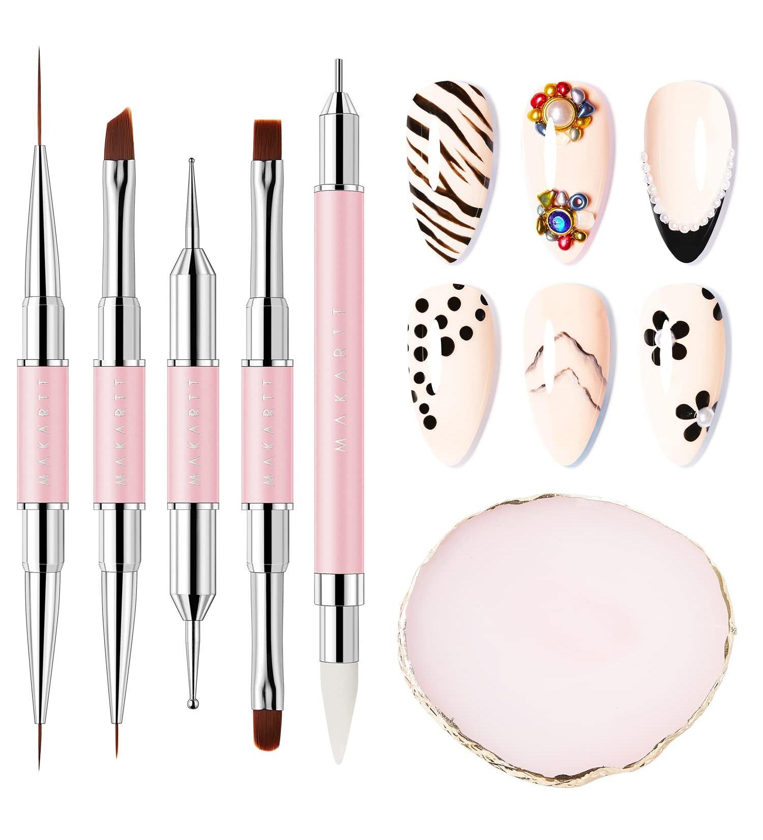 Makartt 6Pcs Nail Art Brushes Kit - Liner, Flat, Round & Angled Gel Nail Brushes, Dotting Tools, Rhinestones Picker - Perfect for Nail Salon and DIY Home Manicures - Buy Online on GoSupps.com