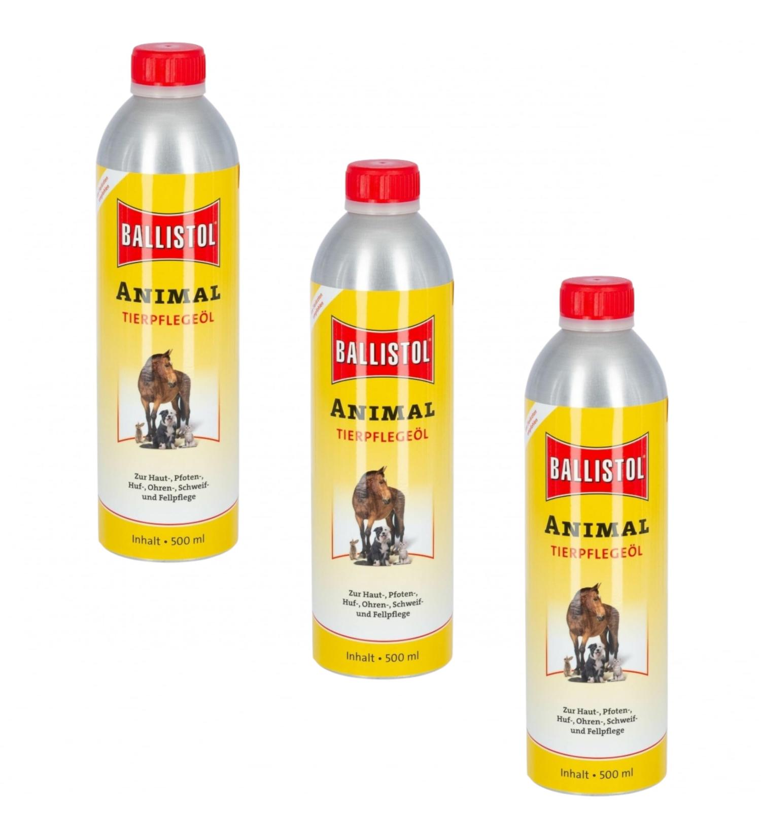 RL24 Ballistol - Animal care oil Animal |Animal oil with depth effect |Gentle care for horses dogs & Co. |Ideal tail fur & hoof care |For home farm and pets |3 x 500 ml (3 Set)