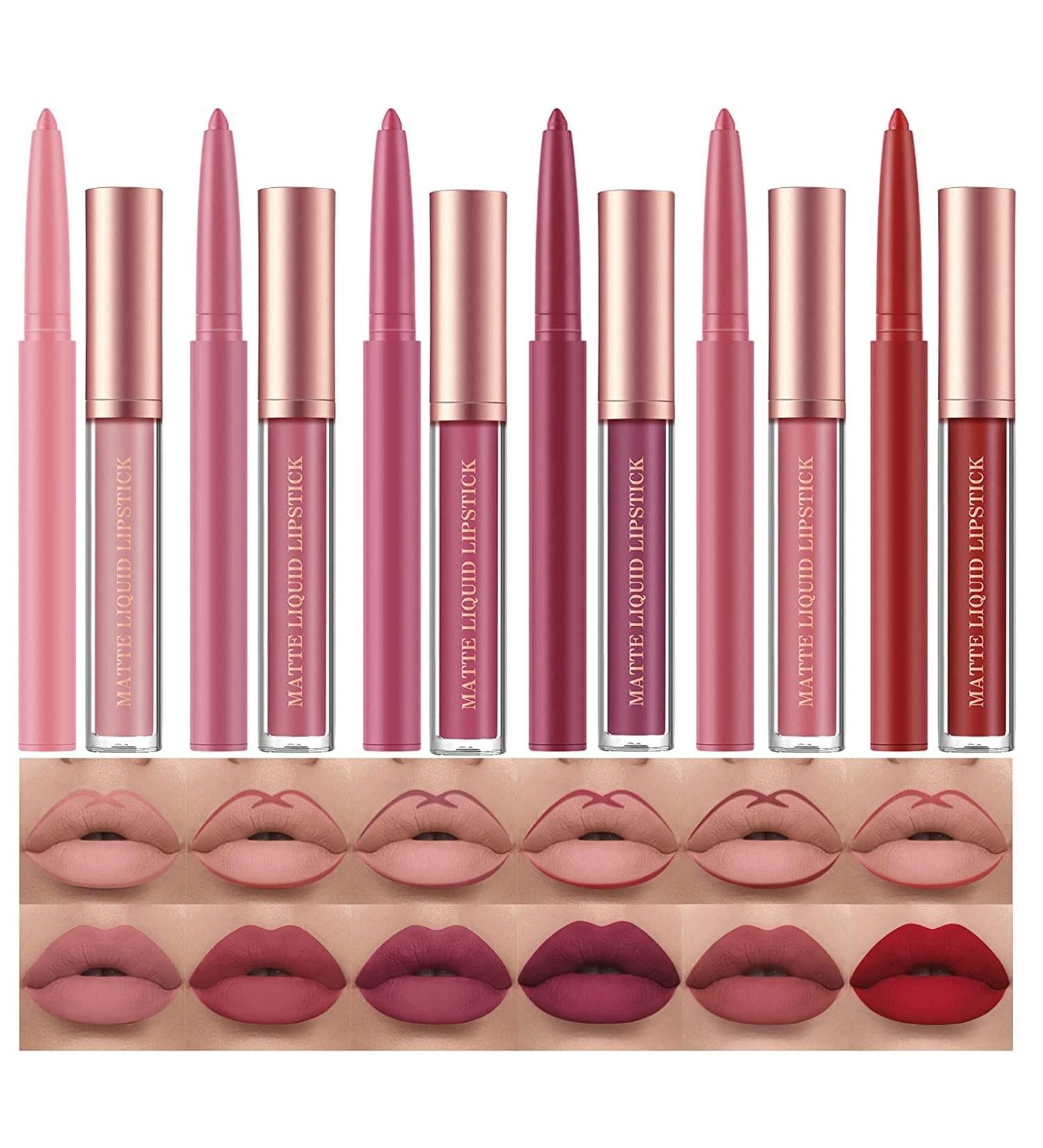 12-Piece Nude Liquid Lipstick & Lipliner Set - Long Lasting, Waterproof, Matte Finish - 24-Hour Stay, Non-Fading - Makeup Gift for Women (Set B) - Buy Online on GoSupps.com