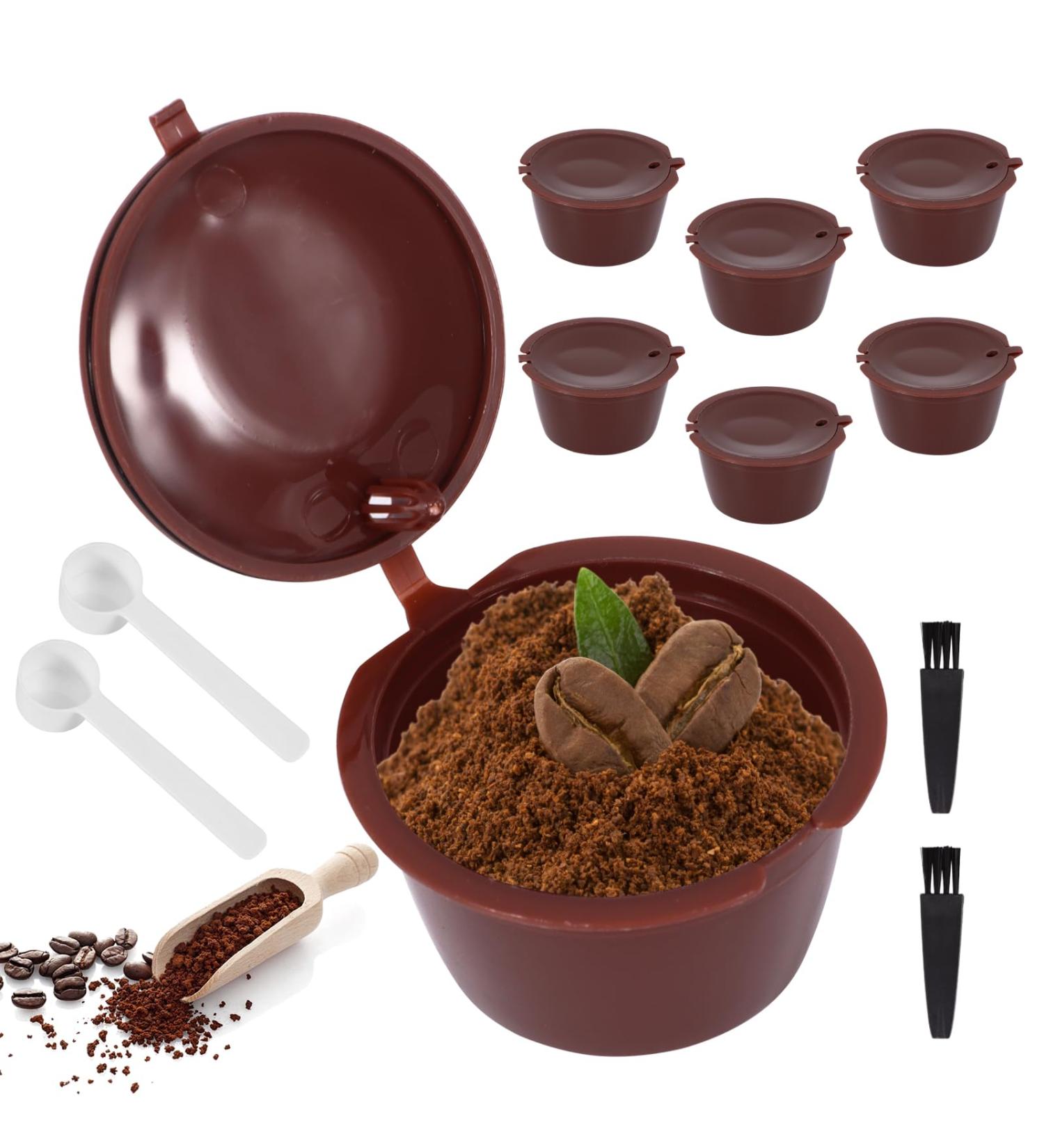  Houkiper Set of 6 refillable reusable coffee capsules 200/220 ml refillable stamps with 2 spoons and 2 brushes - Buy Online on GoSupps.com