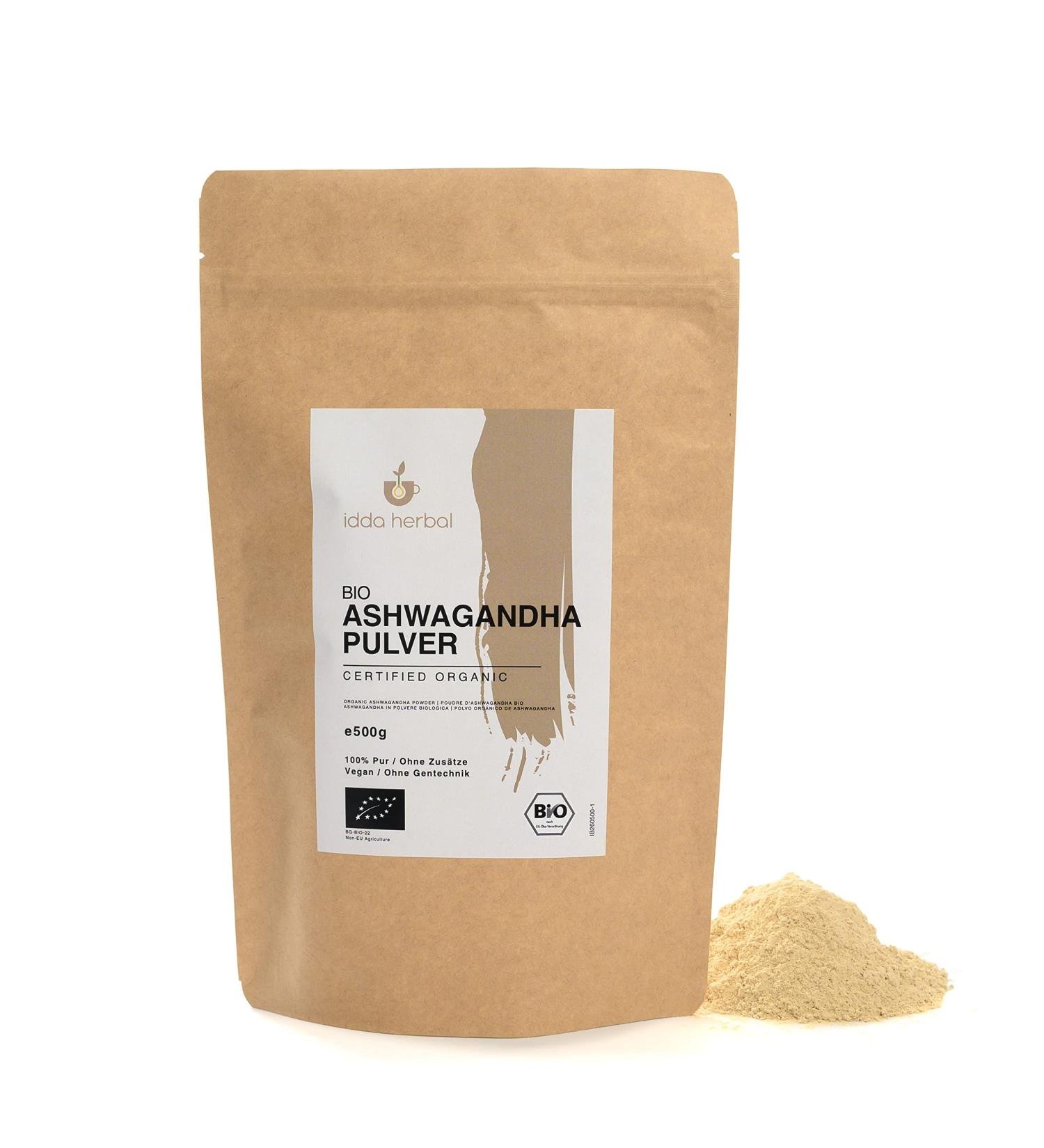 Bio Ashwagandha Pulver 500g - 100% Natural & Pure Organic Ashwagandha Powder Vegan Supplement for Stress Relief & Energy Boost - Buy Online on GoSupps.com