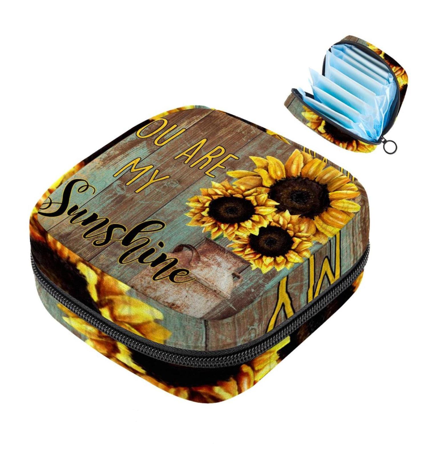 Stylish 'You Are My Sunshine' Sunflowers Menstrual Cup Bag - Durable Storage Pouch for Teens & Women | Perfect Travel Accessory - Buy Online on GoSupps.com