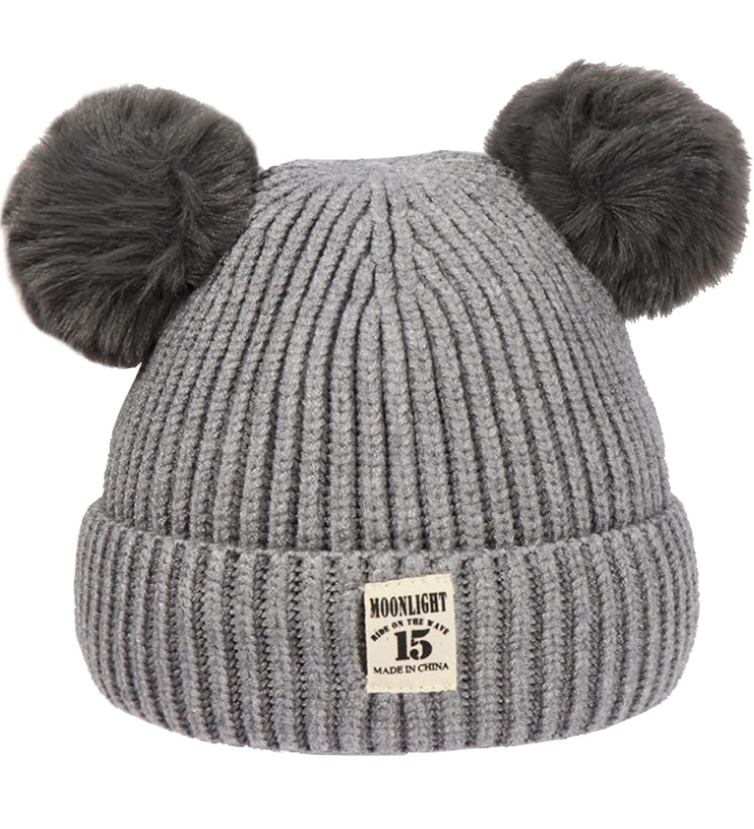 XYIYI Baby Kids Winter Knit Hat with Fur Pom | Infant Toddler Crochet Beanie Cap for 6-24 Months Boys Girls | Grey - Buy Online on GoSupps.com