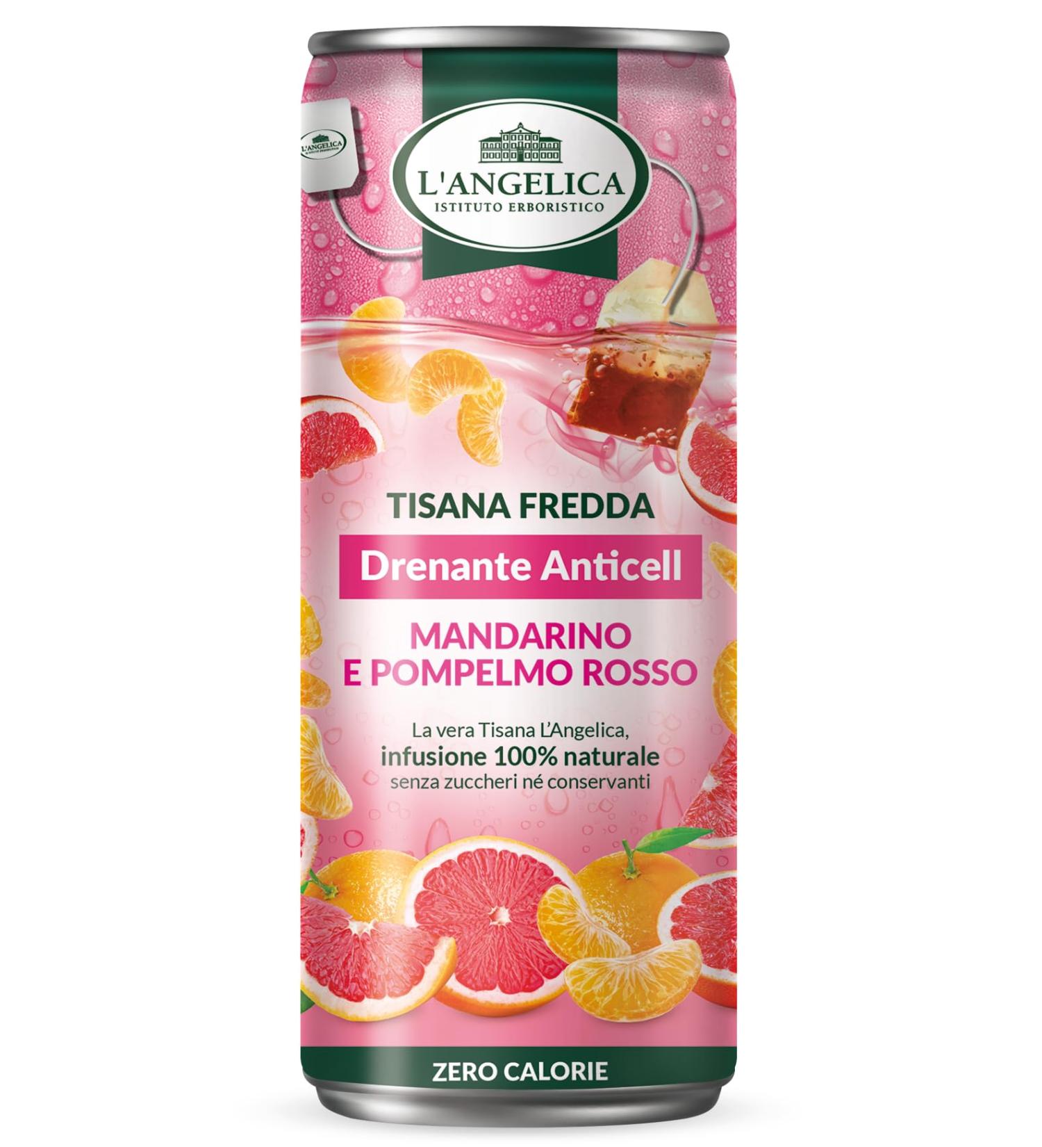 L'Angelica L'Angelica Anti Cellulite Cold Draining Herbal Tea Tiana with White Hibiscus Cherry Sweet Sweetus Nettle and Orthosiphon Useful for Removing Excess Fluids Sugar Free 0 Calories 12 Boxes