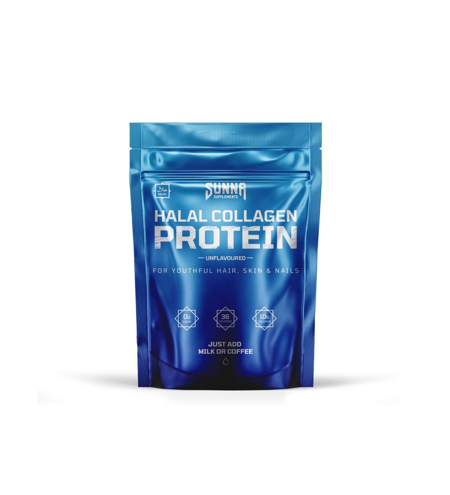 SUNNA SUPPLEMENTS Halal Bovine Collagen Protein Powder for Hair, Skin, Nails & Joints - Rich Protein for Women and Men - Buy Online on GoSupps.com