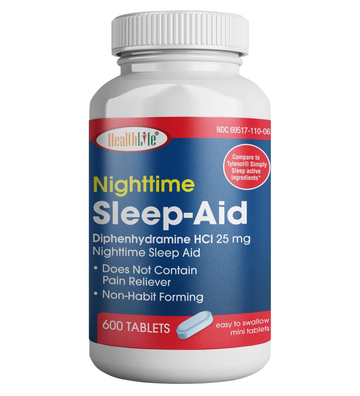 HealthLife Sleep Aid 600 Count Diphenhydramine HCl Caplets 25mg - Blue - Buy Online on GoSupps.com