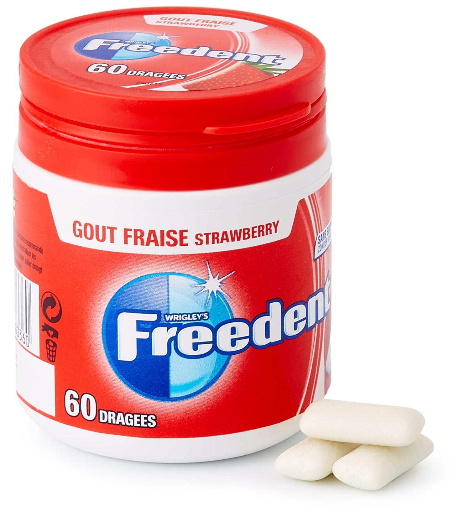  Freedent FREEDENT - Sugar-Free Strawberry Flavored Chewing Gum - Box of 60 pieces - 84g - Buy Online on GoSupps.com