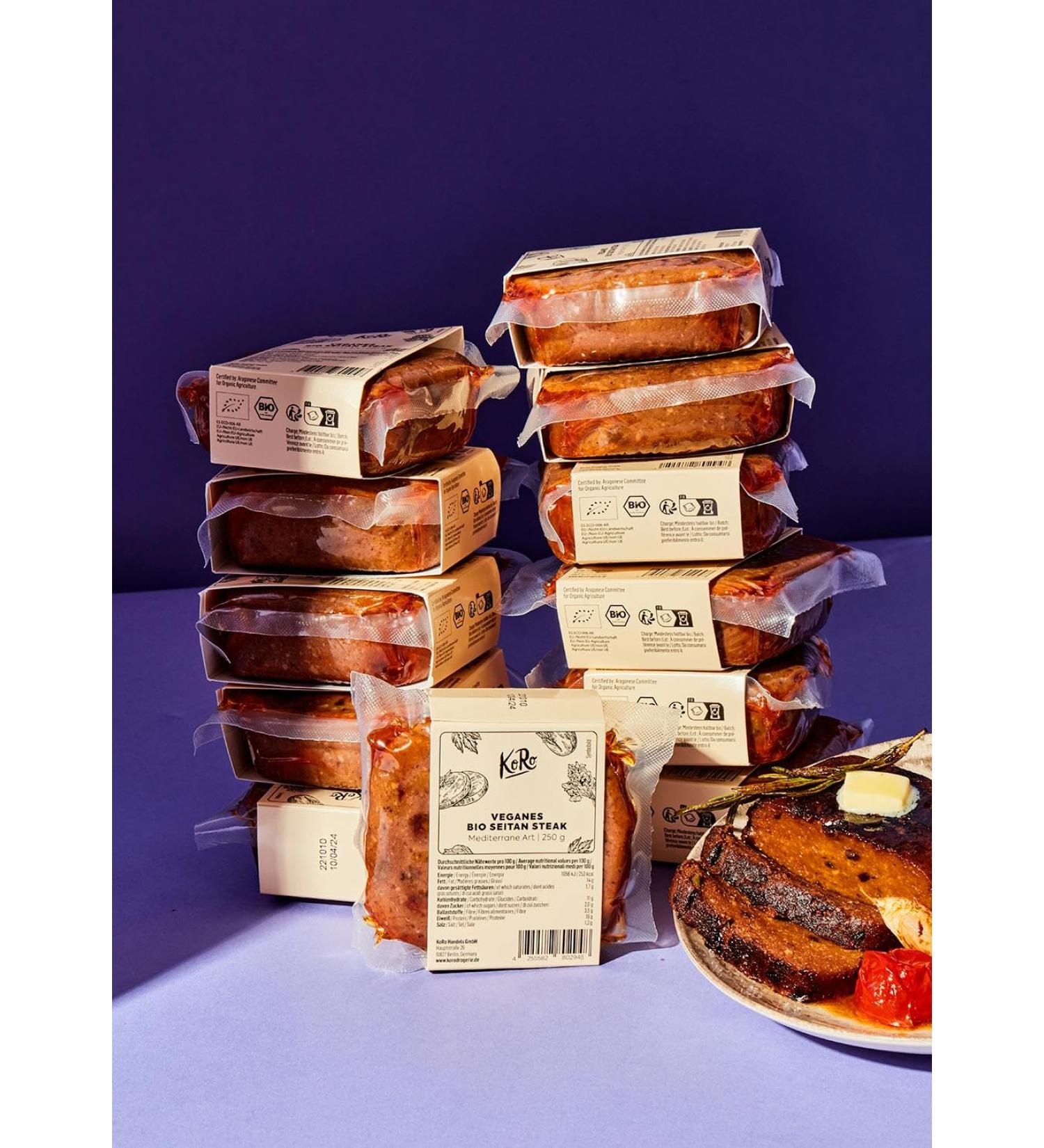 KoRo - Organic Mediterranean seitan steak 12 x 250g - Buy Online on GoSupps.com