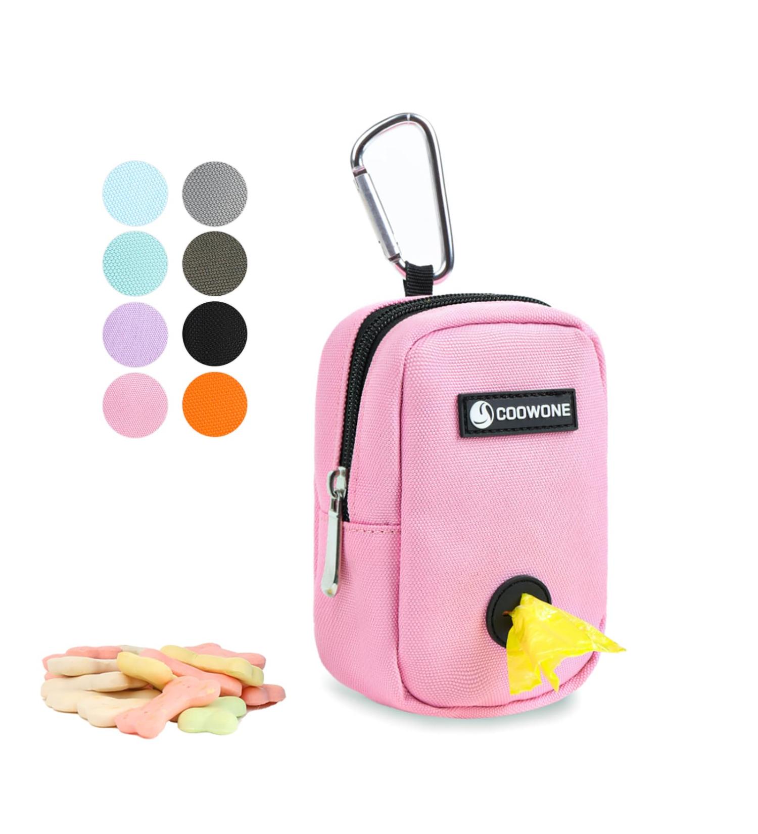 Small Treat Bag with Poop Bag Dispenser for Dogs - Portable Hands-Free Walking Bag (Pink) - Buy Online on GoSupps.com
