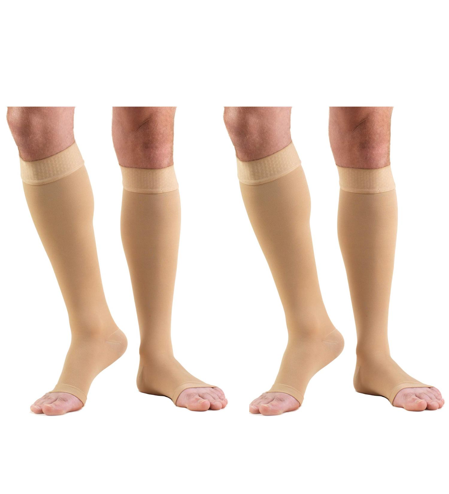 Truform 20-30 mmHg Compression Stockings for Men & Women - Knee High Open Toe Beige 2X-Large 2 Count - Best for Circulation Support & Comfort - Buy Online on GoSupps.com