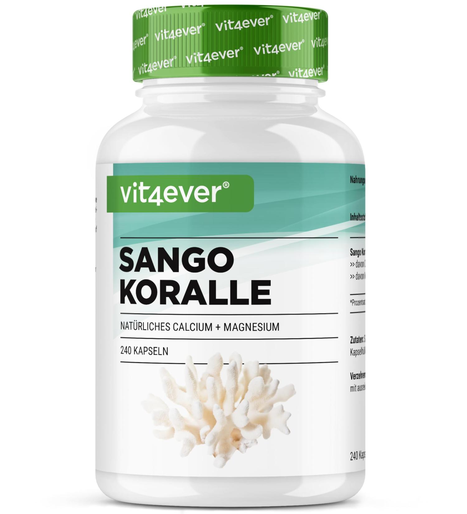 Sango Coral - 240 capsules (3 months) - 660 mg of calcium & 330 mg of magnesium - natural source of calcium and magnesium - high dosed - Buy Online on GoSupps.com