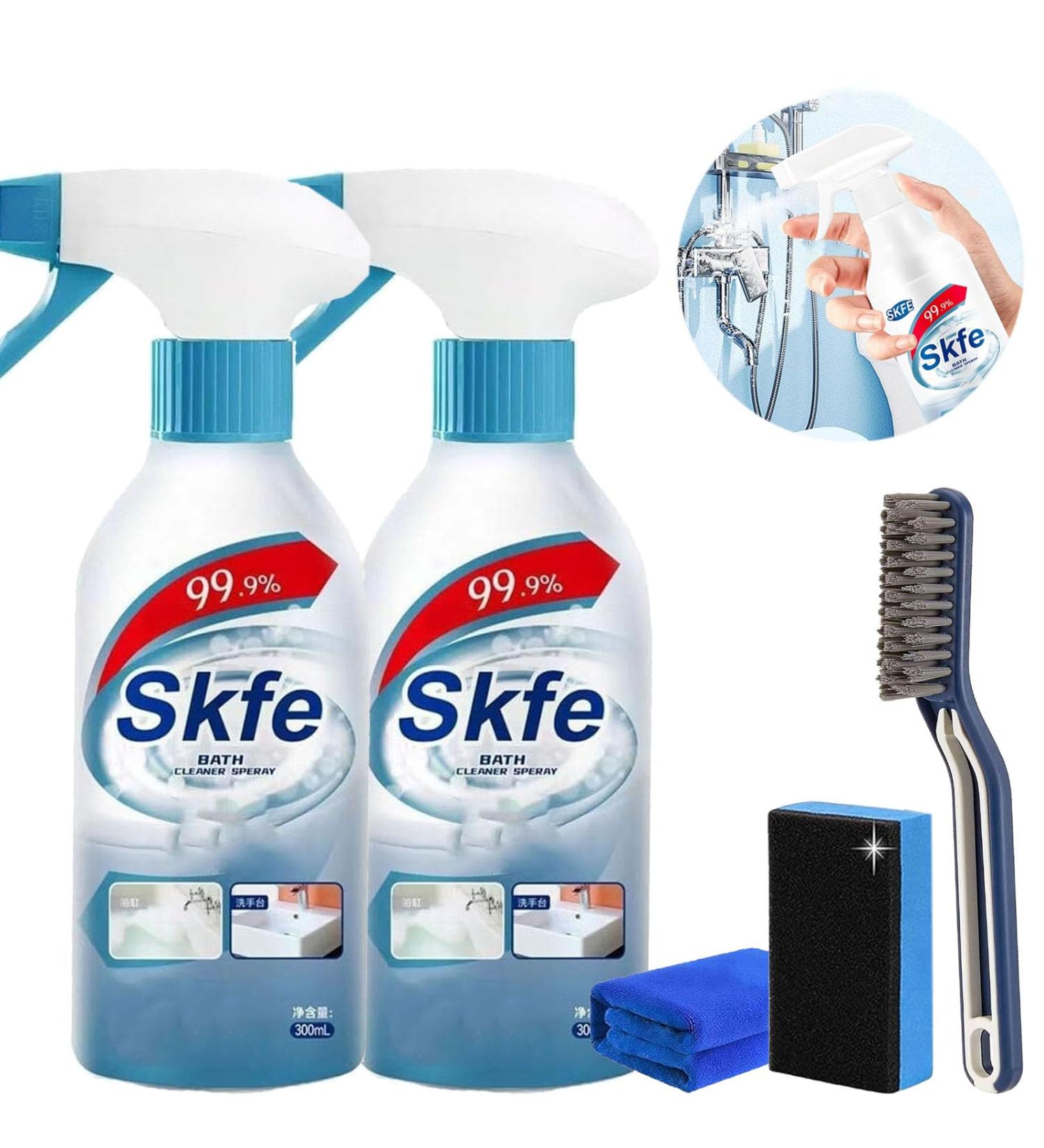 Skfe Bath Cleaner Spray Skfe Stubborn Stains Cleaner Skfe Bathroom Descaler Cleaner Powerful Bathroom Cleaning Spray for Toilet Bath Shower (2PCS) - Buy Online on GoSupps.com