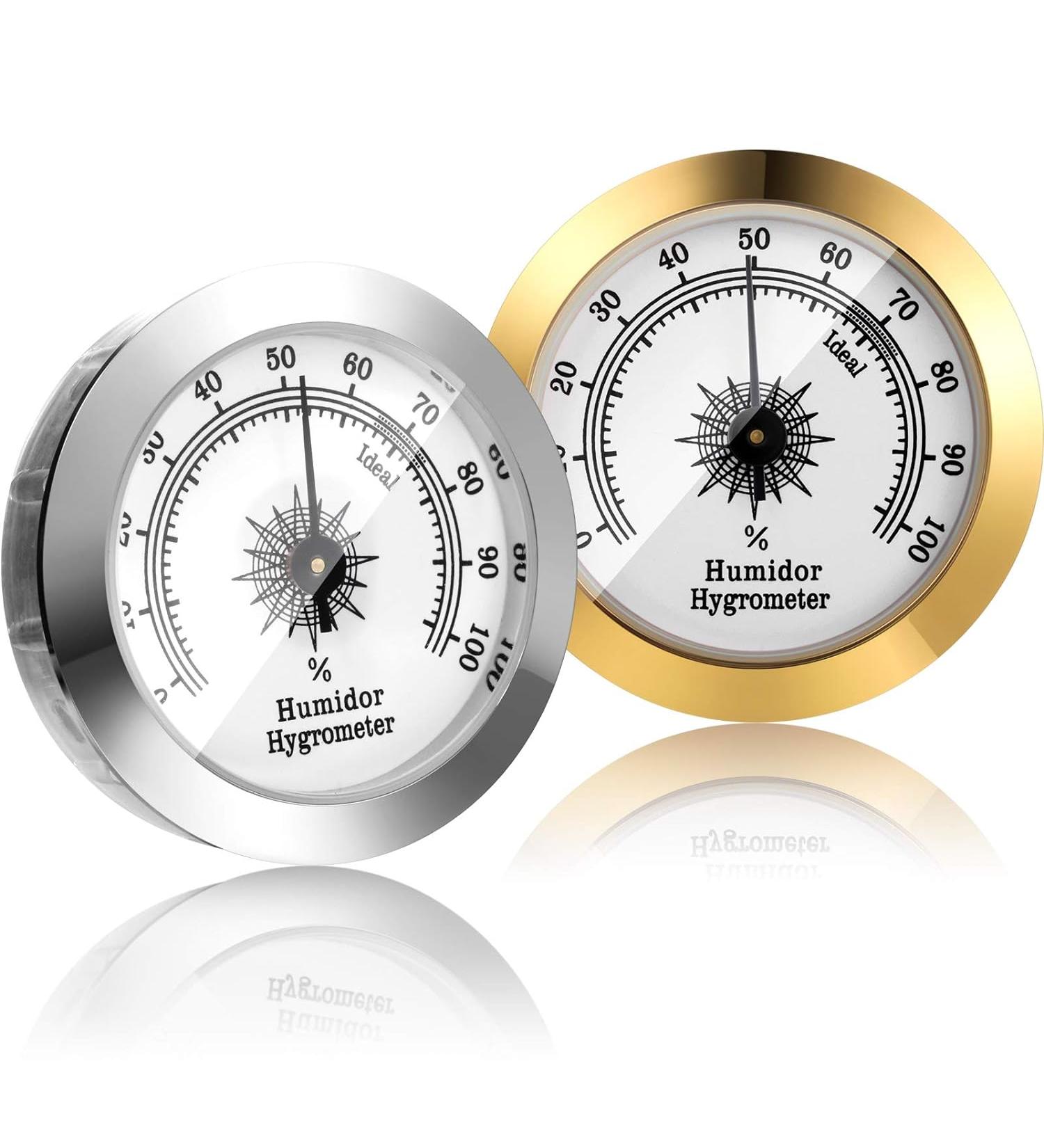 2 Pieces Hygrometer Analog Hygrometer Mechanical Round Hygrometer Humidity Gauge for Cabinet Cans  2 Inch (Silver  Gold) - Buy Online on GoSupps.com