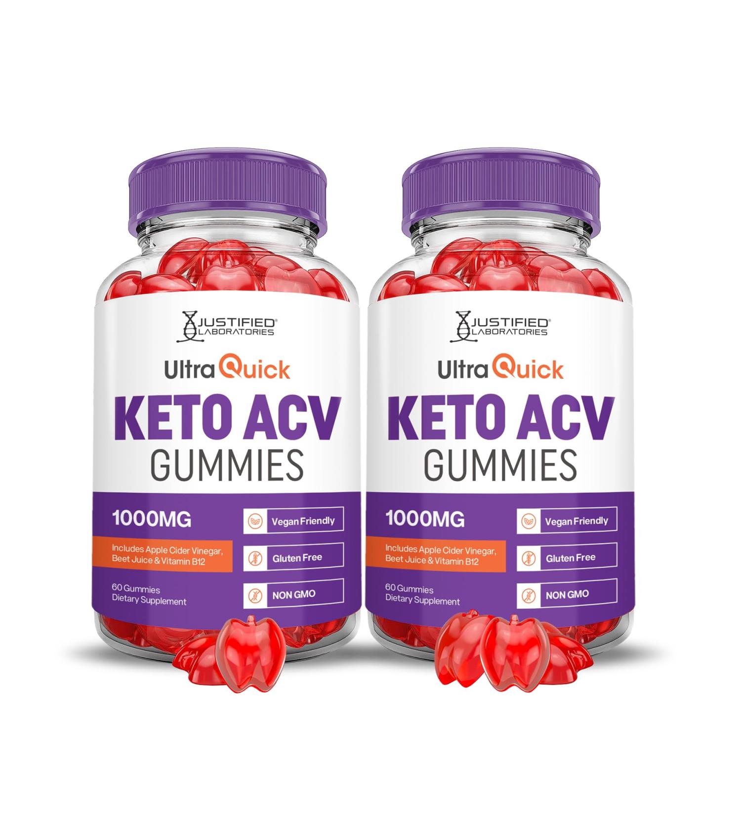 Buy 2 Pack Ultra Quick Keto ACV Gummies - 1000MG Apple Cider Vinegar with Pomegranate & Beet Juice - Vegan Non-GMO - 120 Gummies - Buy Online on GoSupps.com