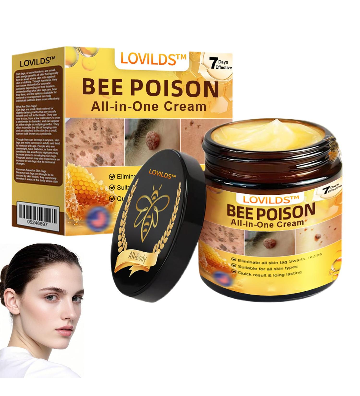 LOVILDS Bee Poison All-in-One Cream lovlids bee poisoning all in one cream Bee Venom Skin Treatment Cream Effectively reduces skin blemishes(1PC) - Buy Online on GoSupps.com