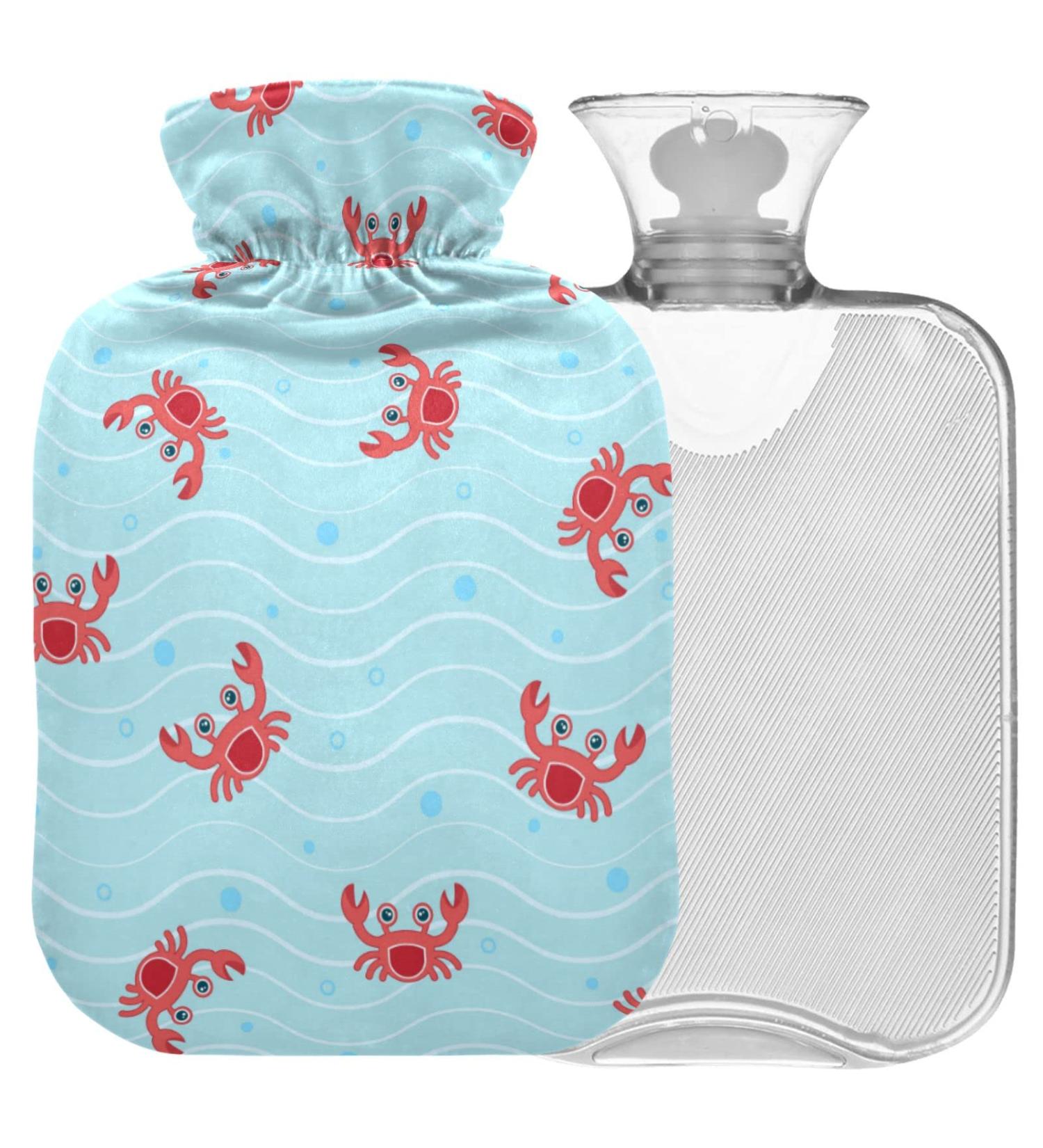 NAANLE Sea Wave Crabs Hot Water Bottle - 2L Transparent Heat Bottle for Back Pain Relief & Cold Therapy Hand & Foot Warmer - Buy Online on GoSupps.com