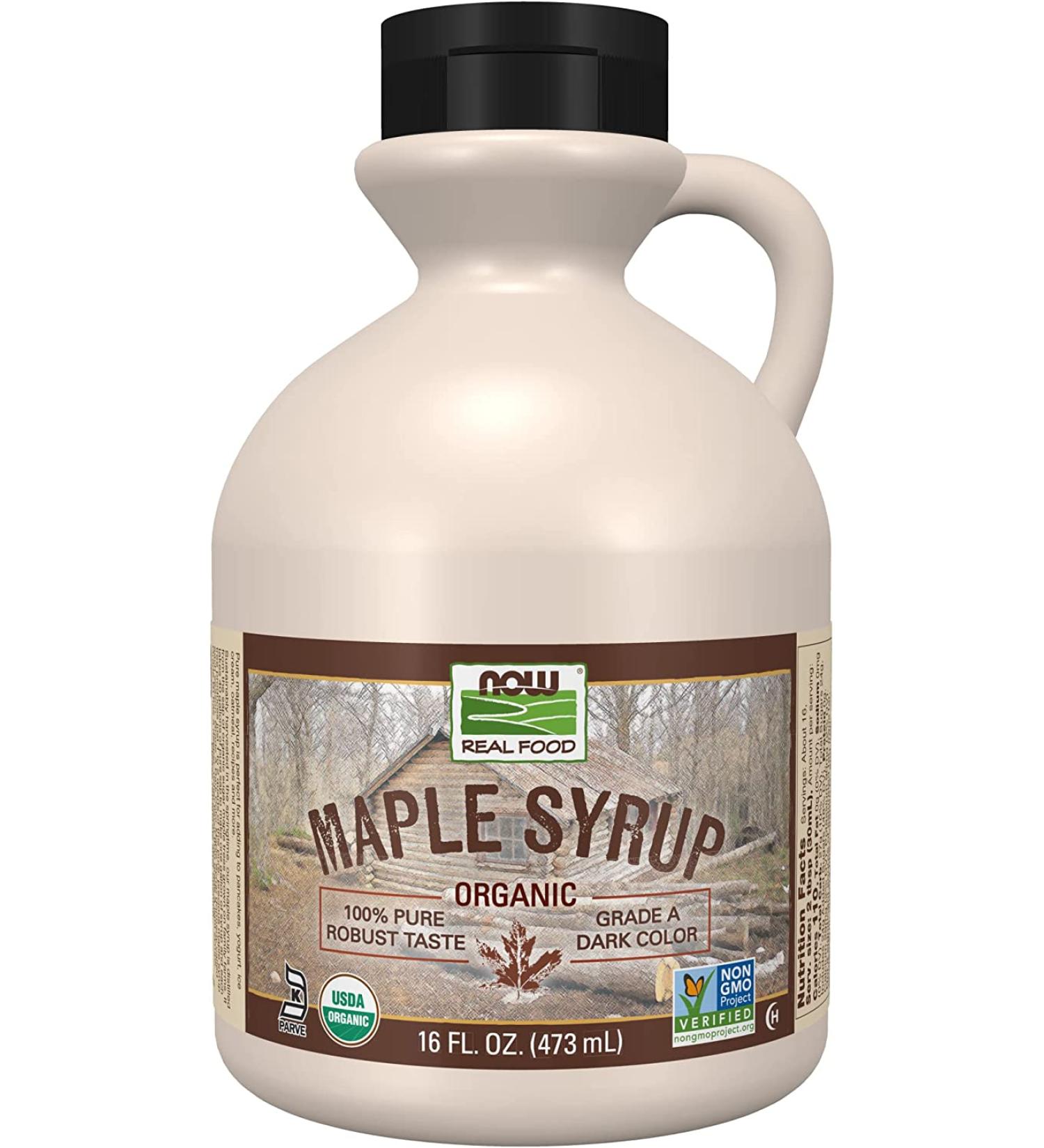 Buy Now Foods Organic Maple Syrup Grade A Dark - 16 fl oz (473 ml) | Real Food Sweetener - Buy Online on GoSupps.com