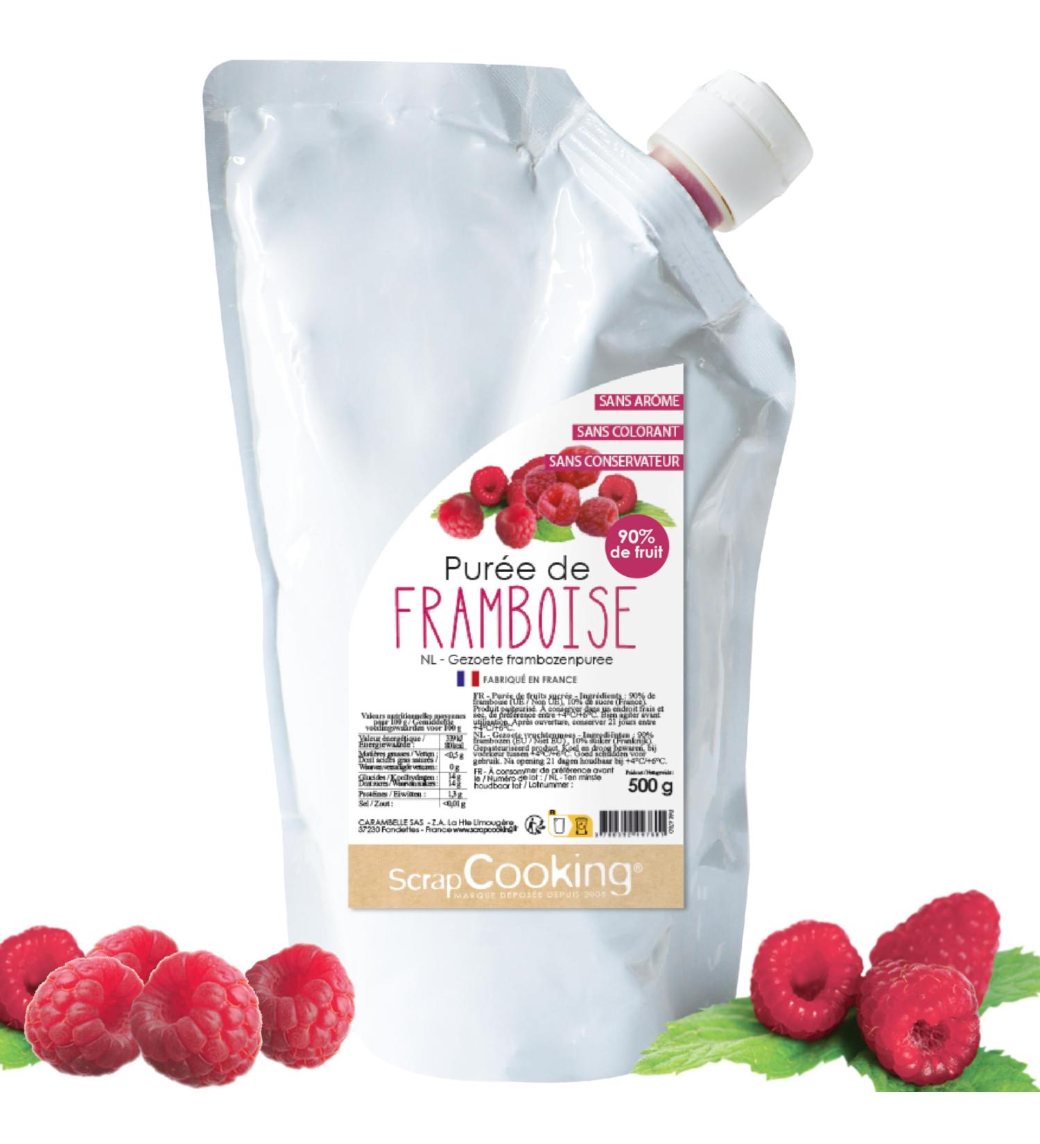 ScrapCooking Raspberry Puree 500 g - Fruit Puree for Pastry - Macaroons Mousses Jellies Cakes Ganaches Toppings Coulis  - Buy Online on GoSupps.com