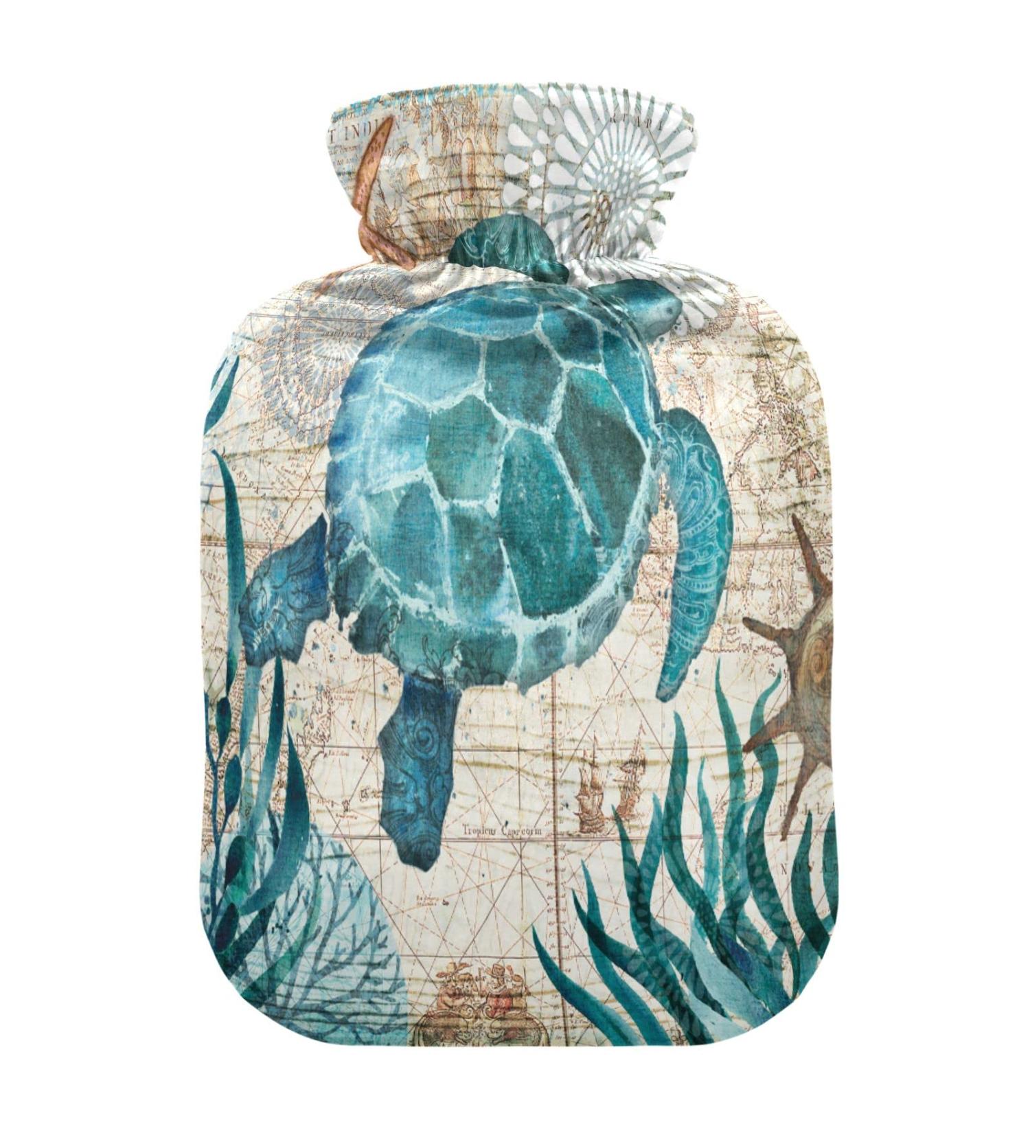 Sea Turtle Hot Water Bottle with Cover | 1L Heating Bag for Pain Relief & Cramps | International Shipping Available - Buy Online on GoSupps.com