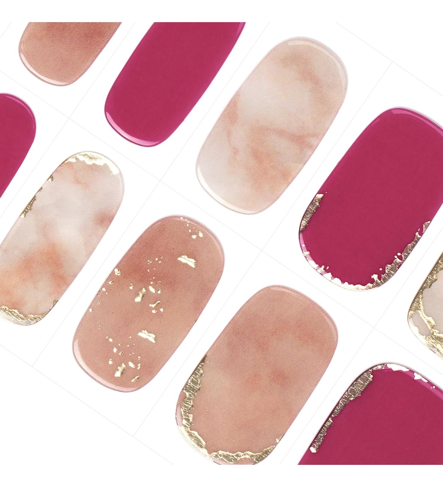 Danni & Toni Half-Hardened Gel Nail Films - Marble Veins Rosa Gold Foil | Self-Adhesive Nail Design Stickers | 28 Pack Nail Tickers for Stunning Manicures - Buy Online on GoSupps.com