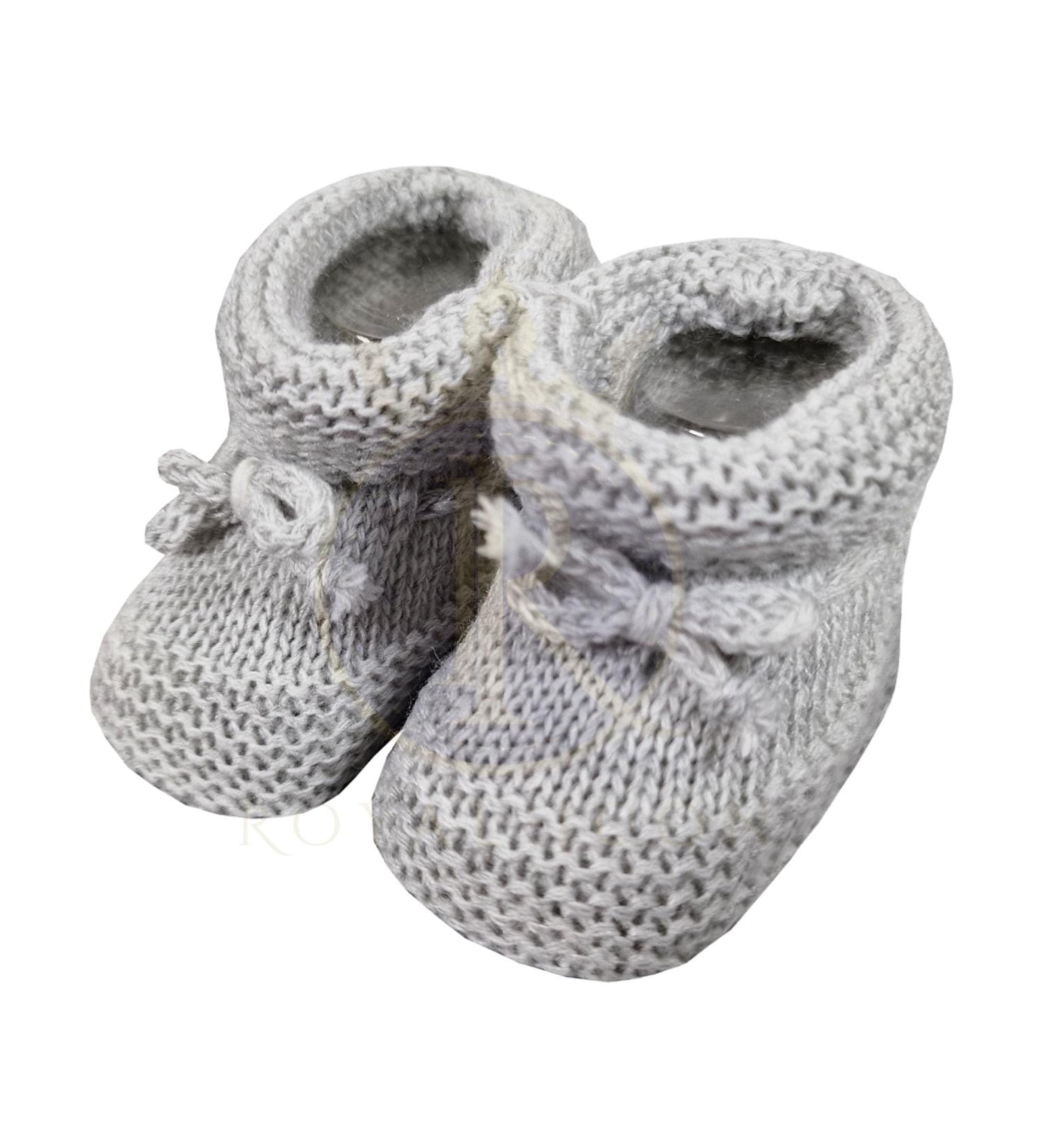Royal Icon Baby Booties 0-3 Months - Warm & Safe Baby Slippers - Knitted Bow Baby Boots - Grey Ri359 - Buy Online on GoSupps.com