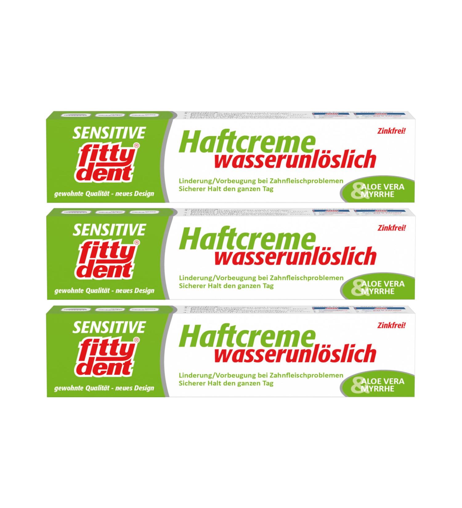 Buy 3x FITTYDENT Sensitive Adhesive Cream 40g - Water-Insoluble with Aloe Vera | PZN 06571318 - Fast International Shipping - Buy Online on GoSupps.com