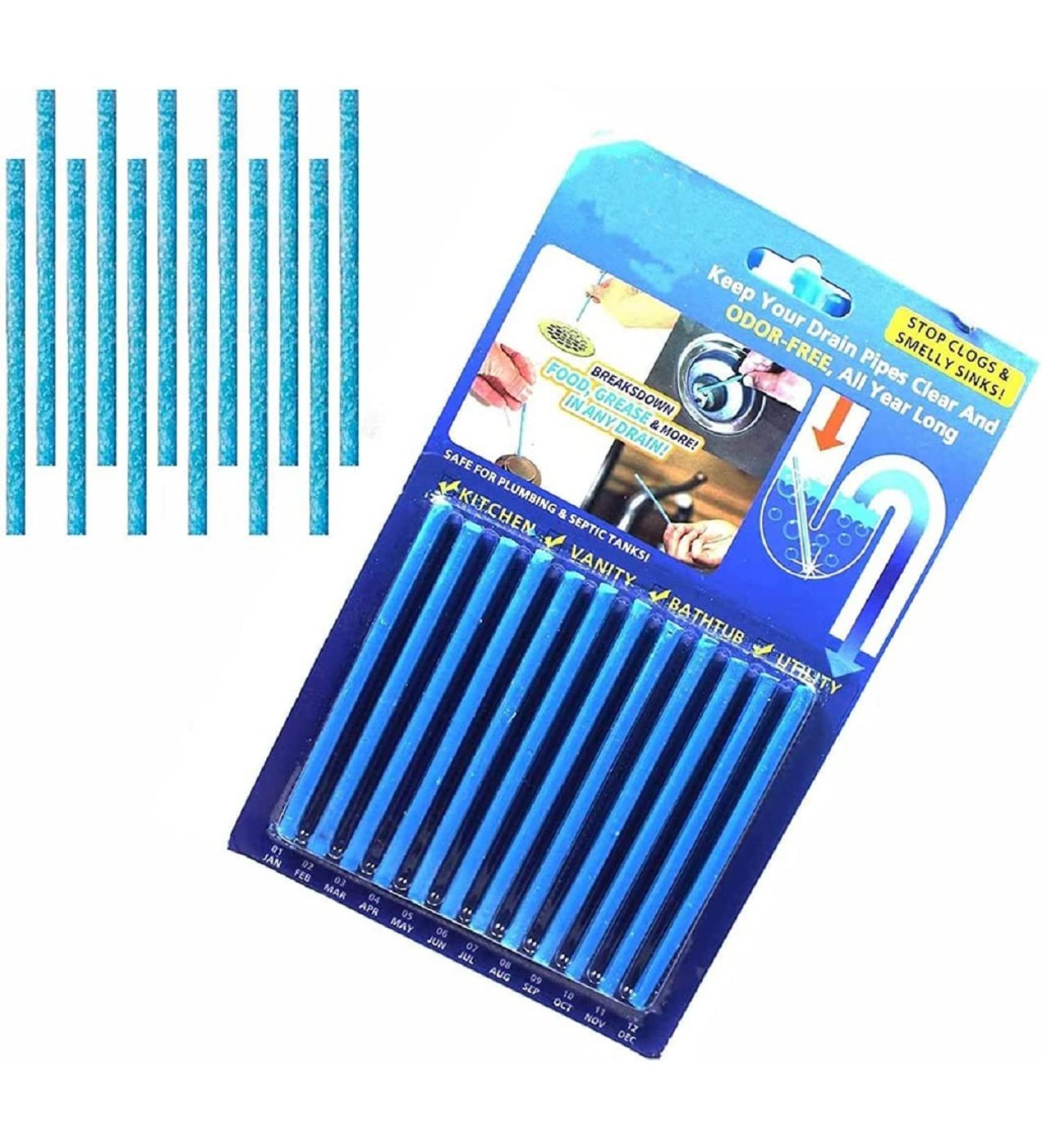 lrsupplies 12 Drain Sticks Prevent Germs & Odour Clean Sink Plug Bathroom Pipe Cleaning