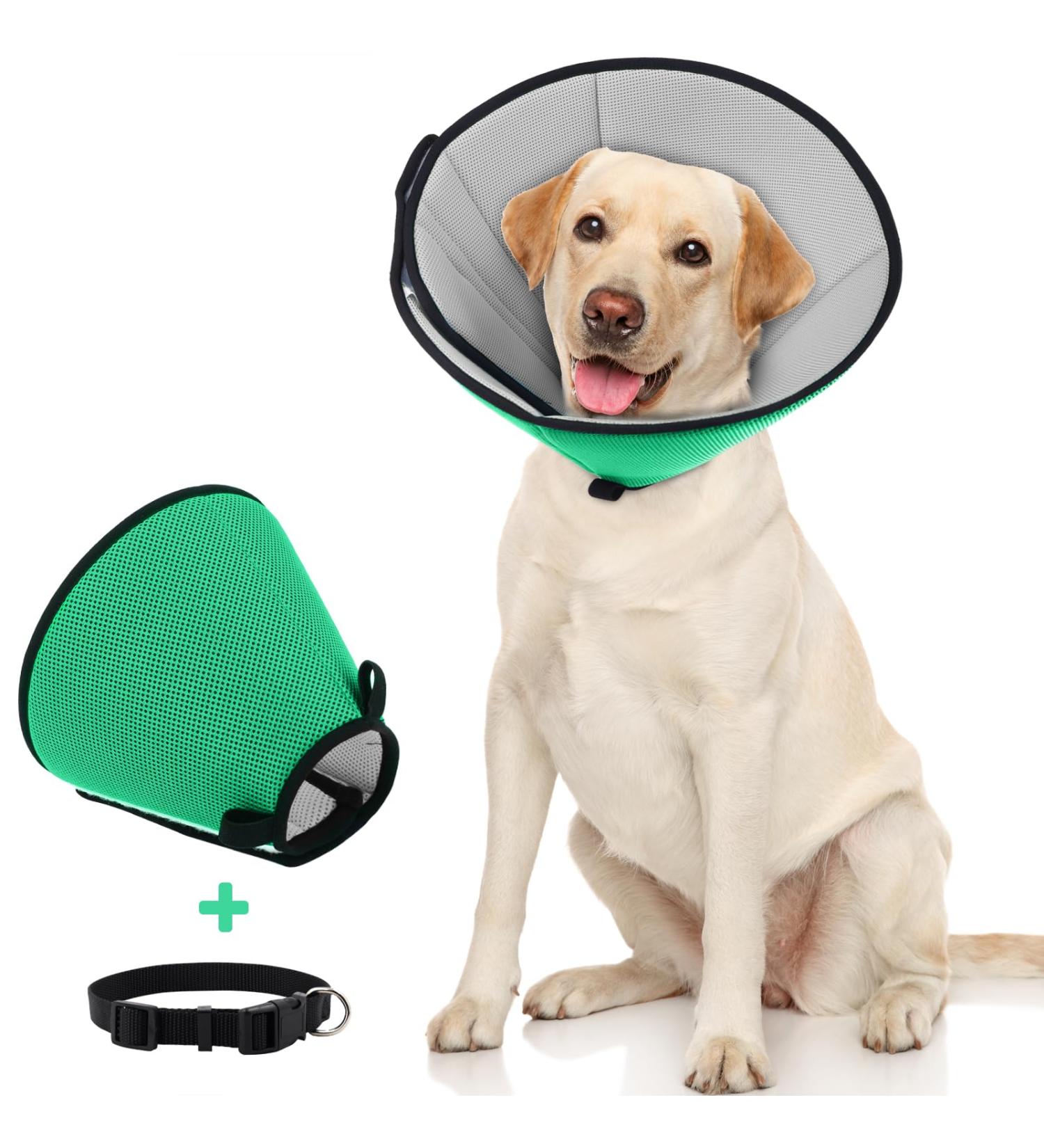 Supet Breaker for Dogs - Adjustable Soft Protective Collar for Leak Protection | Breathable Elizabethan Neck Band - Green 2XL (38-42cm) - Buy Online on GoSupps.com