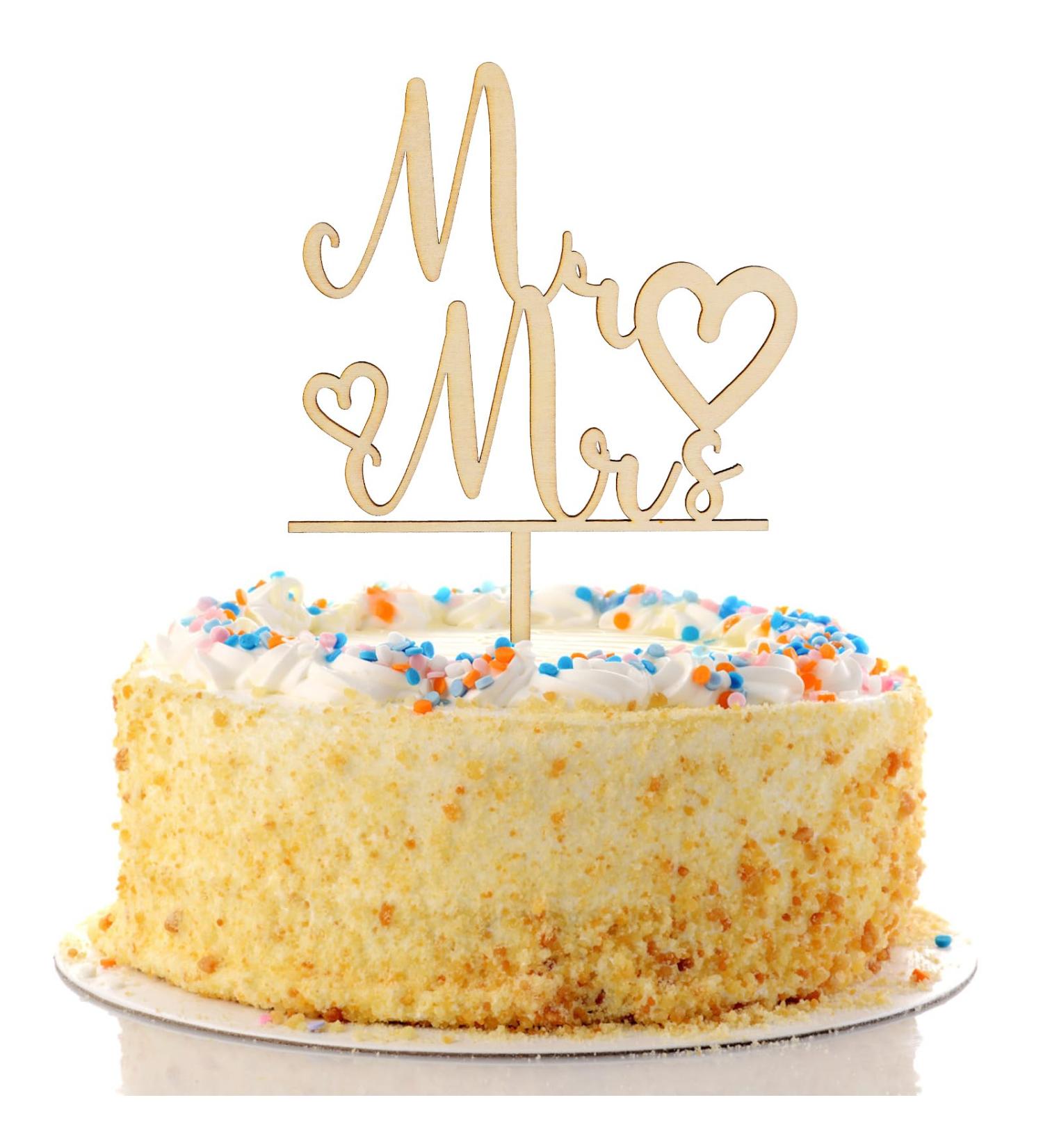 Wooden Mr and Mrs Cake Topper Wedding Cake Topper Bride and Groom Sign Wedding Engagement Cake Toppers Decoration Wedding Party Supplies (Style 2) - Buy Online on GoSupps.com