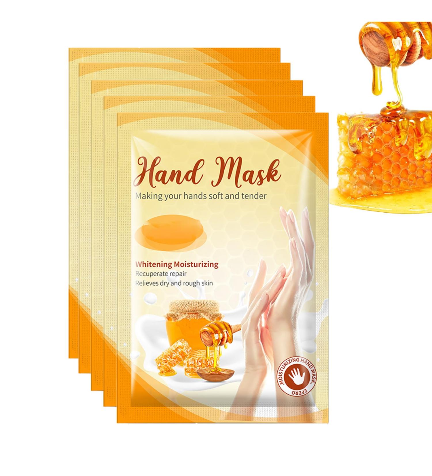 5 pairs Hand Masks Hand Moisturizing Gloves Mask for Dry Cracked Hands Anti-aging Repair Rough Skin with Collagen Natural Plant Extracts (Honey) - Buy Online on GoSupps.com
