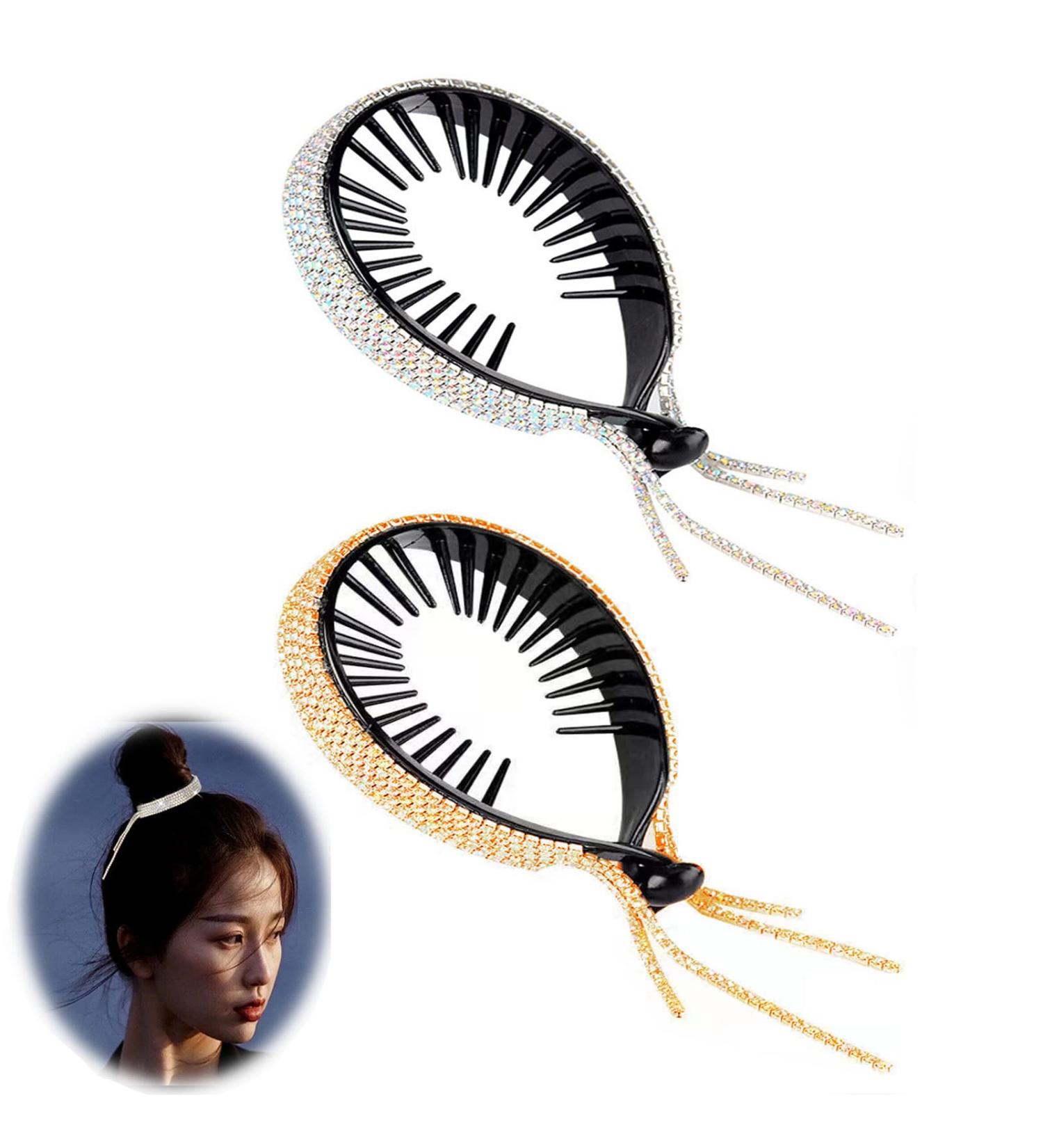 Shullin 2-Piece Colorful Rhinestone Ponytail Hair Clips Big Hair Slide Accessories for Women & Girls - Buy Online on GoSupps.com