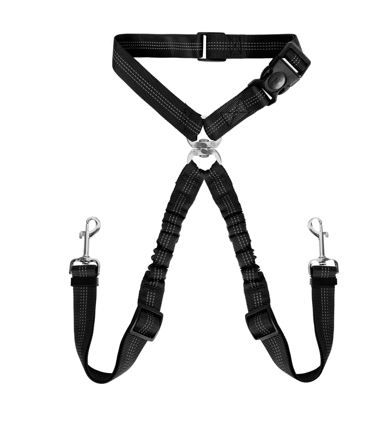 Deaguid Dog Seat Belts Double Dog Car Seat Belts Adjustable Elastic Dog Car Harness Puppy Car Seat Belt Puppy Car Harness (Black) - Buy Online on GoSupps.com