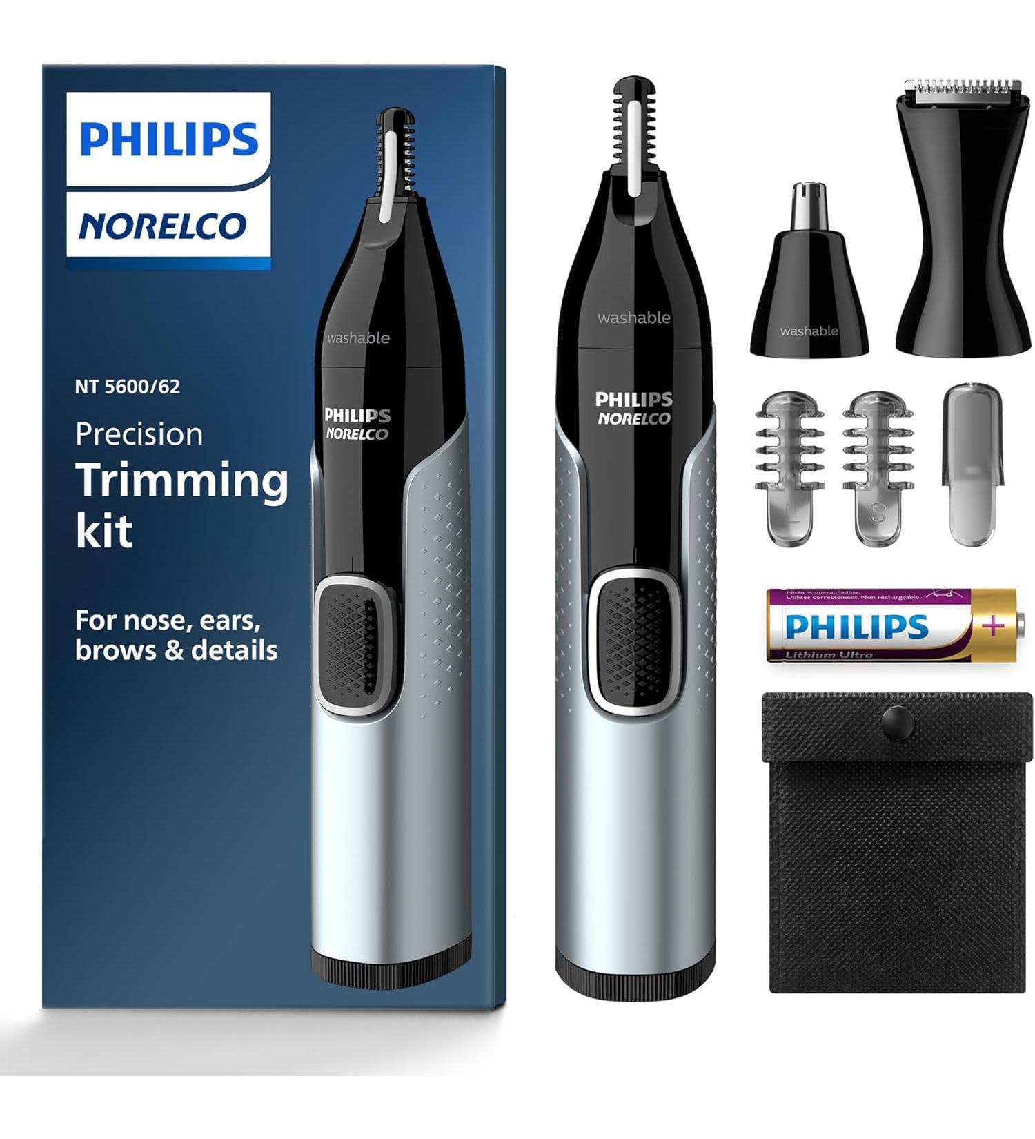 Philips Norelco Nose Trimmer 5000 for Nose Ears & Eyebrows Trimming Kit NT5600/62 - Black/Silver - Buy Online on GoSupps.com