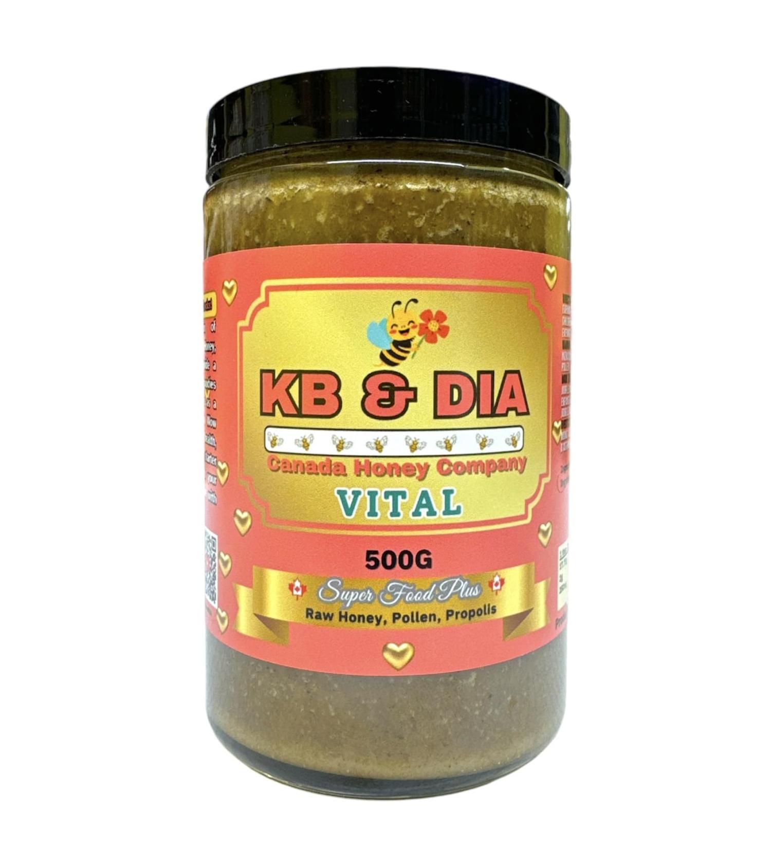 KB & DIA Superfood Plus Honey Vital for Everyday Wellness - Raw Honey with Bee Pollen and Bee Propolis 500g (17.637oz) - Buy Online on GoSupps.com
