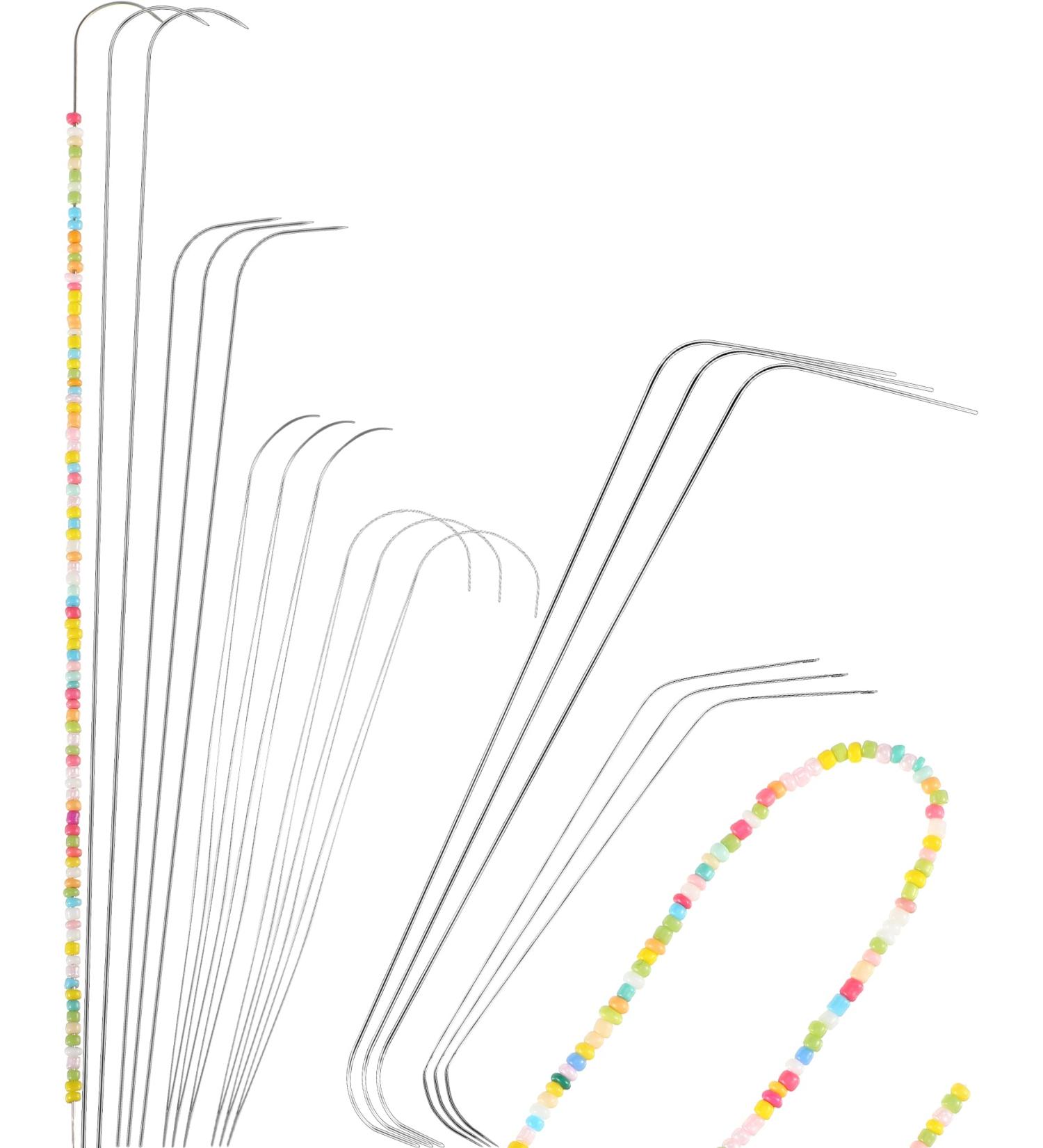 Juinte Large Eye Curved Beading Needles Set for Bead Spinner - 6 Sizes Stainless Steel Needles for Waist Beads, Bracelet, Necklace Making (6 Pcs) - Buy Online on GoSupps.com