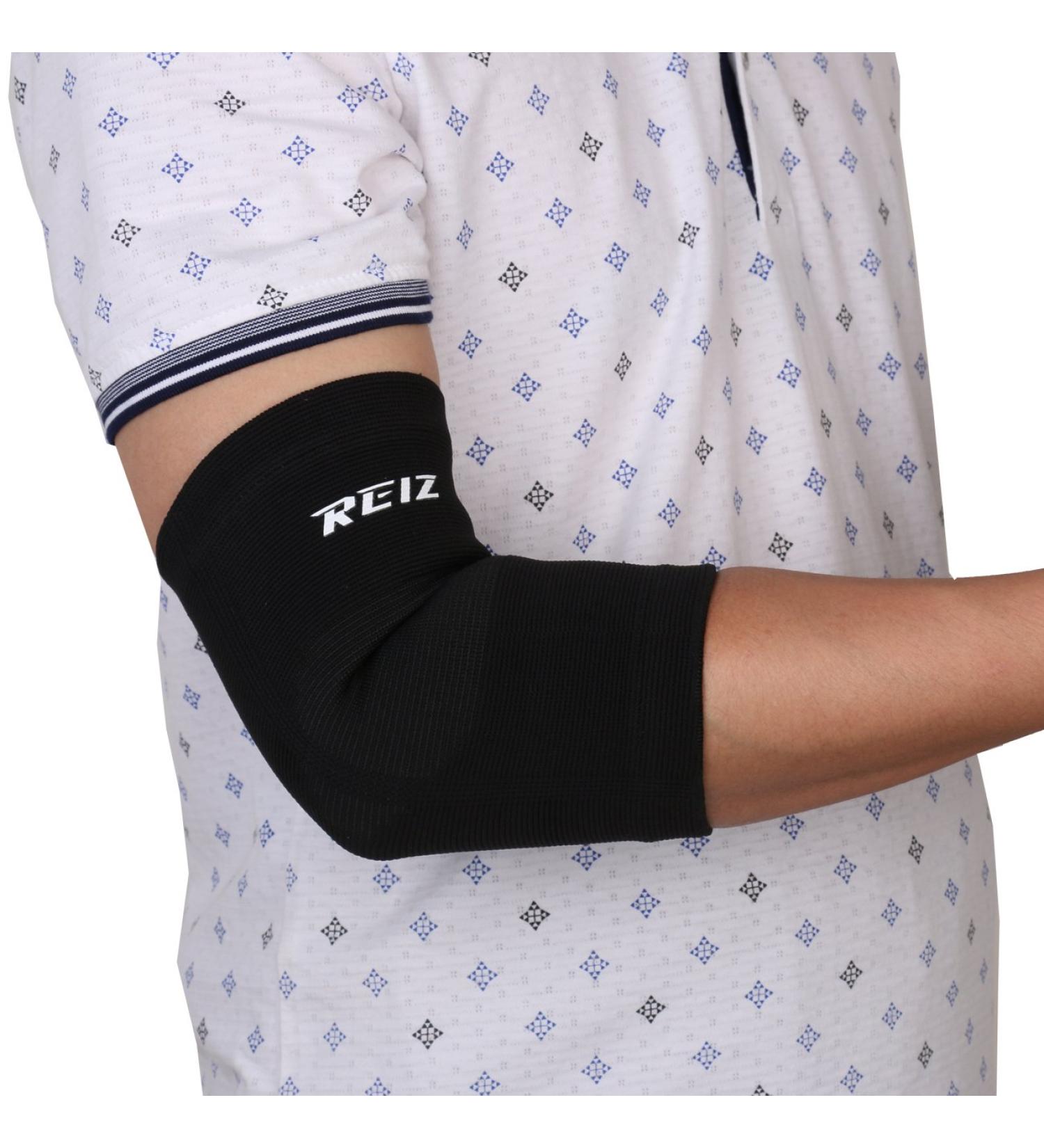 REIZ RZ702 Elastic Elbow Brace Sleeve Support - Black (M) | International Shipping Available - Buy Online on GoSupps.com