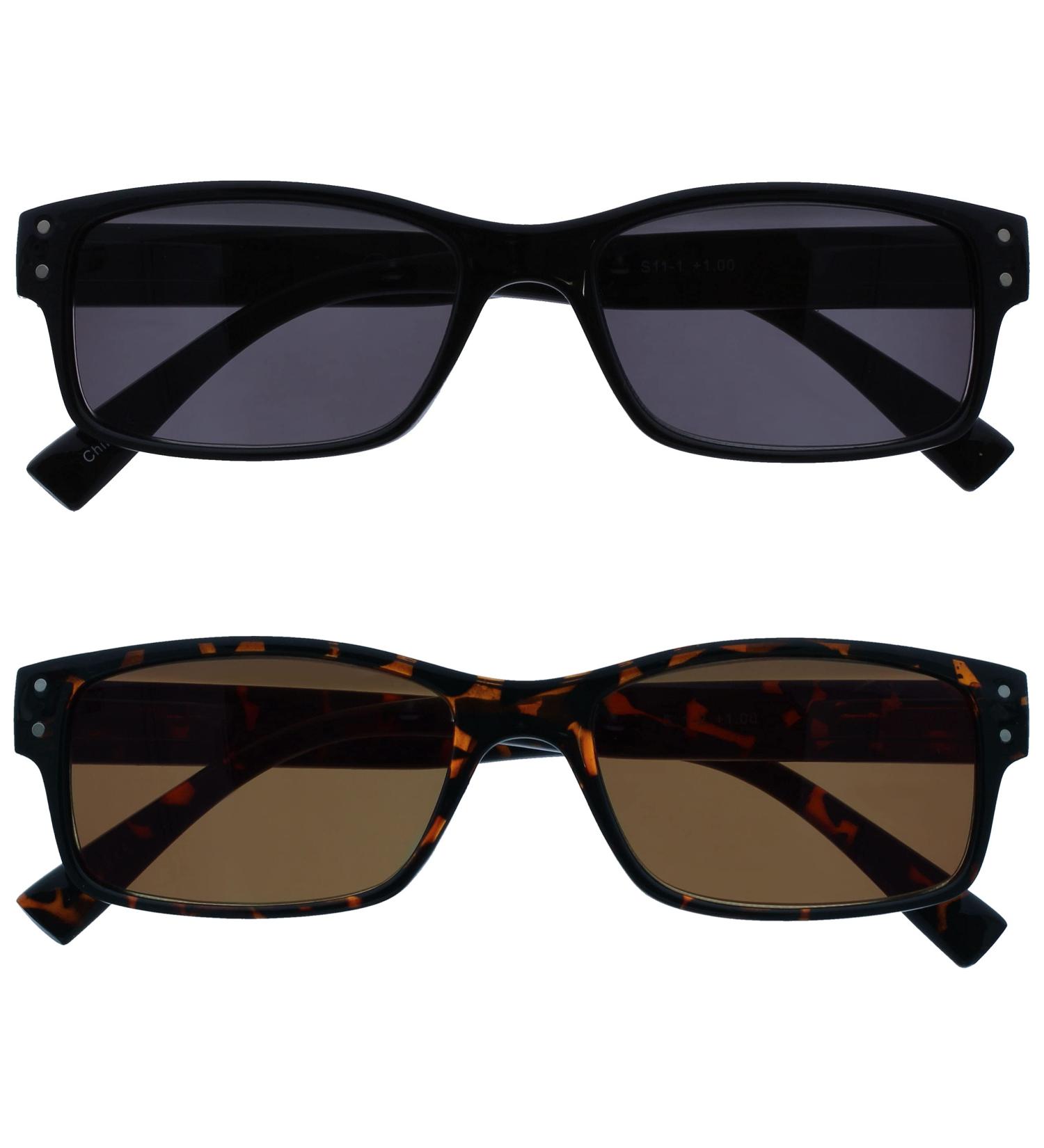 Men's 2 Pack UV400 Reading Glasses - Big Black & Brown Tortoise Spring Hinges +1.50 Diopters - The Reading Glasses Company - Buy Online on GoSupps.com