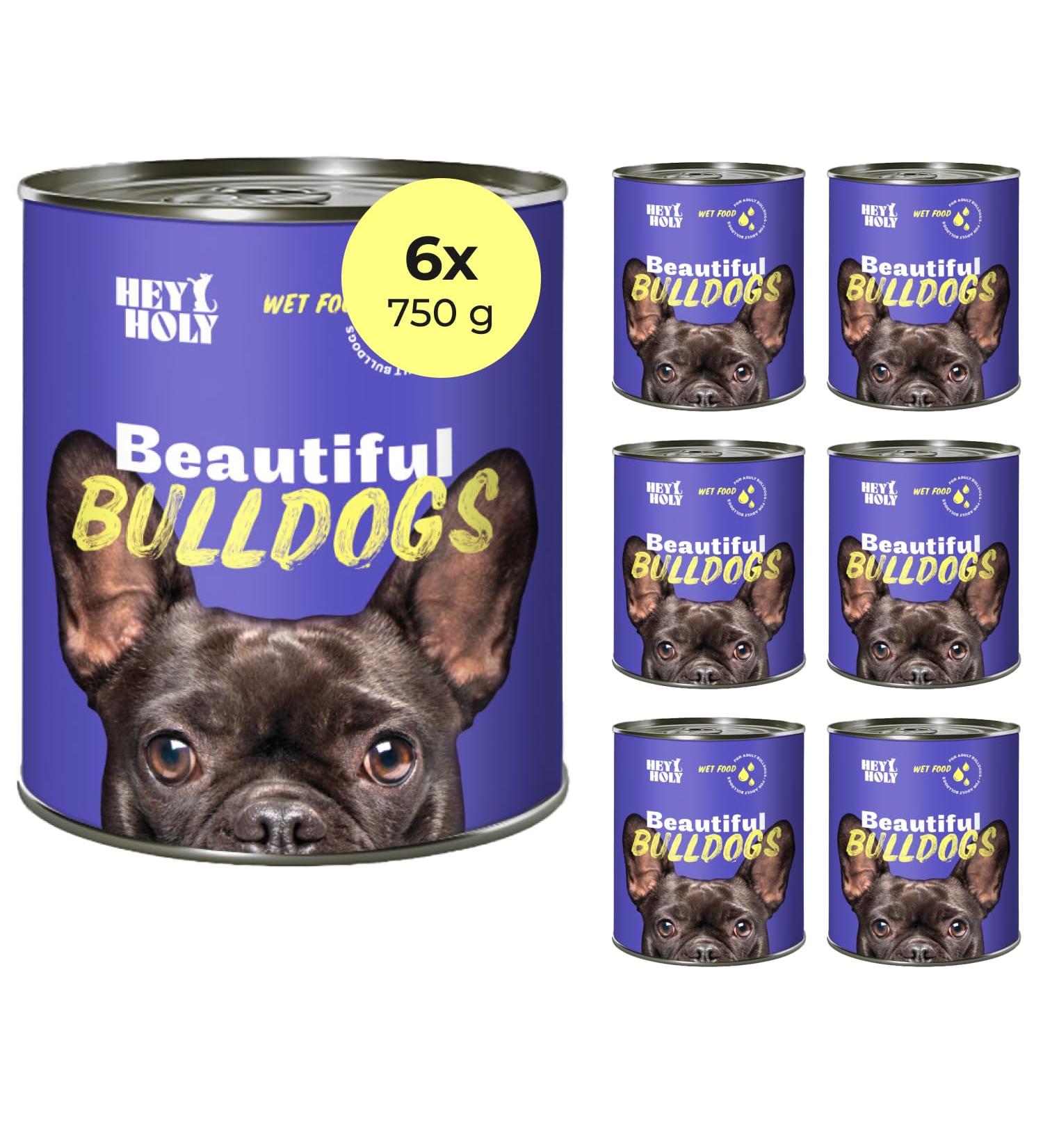 HEY HOLY Beautiful Bulldogs Adult Dog Food - Grain Free Natural Food Fresh Salmon High Quality Protein 750g x 6 Cans - Buy Online on GoSupps.com