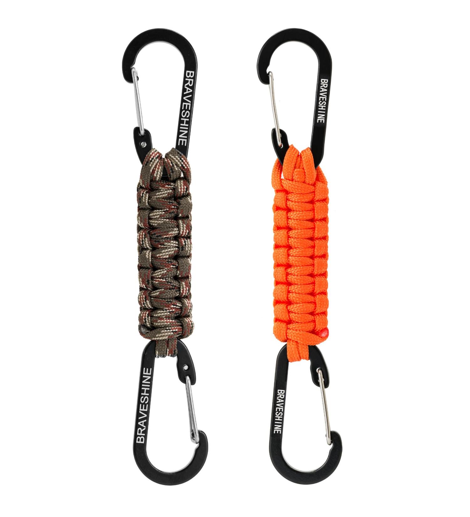 Braveshine Carabiner Paracord Keychain - Durable Hook & Band for Kids Men & Women - Camouflage & Orange Options - Buy Online on GoSupps.com