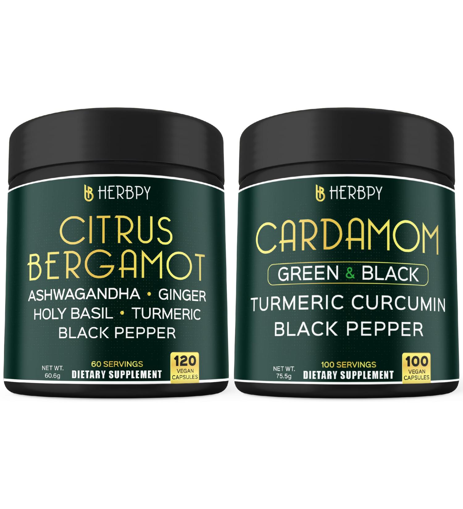Herbpy Bundle 6in1 Citrus Bergamot Complex 120 Count & 4in1 Cardamom Capsules 100 Count - Buy Online on GoSupps.com