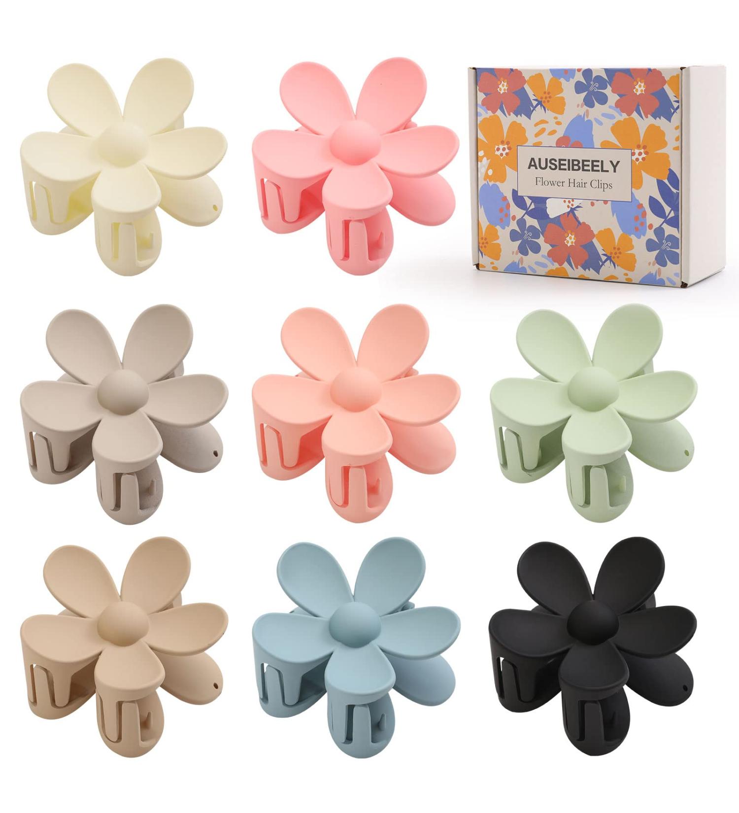8PCS Flower Claw Clips for Thick Hair - Matte Non Slip Hair Clips for Women & Girls - Strong Hold Large Hair Clip - Aesthetic Hair Accessories - Buy Online on GoSupps.com