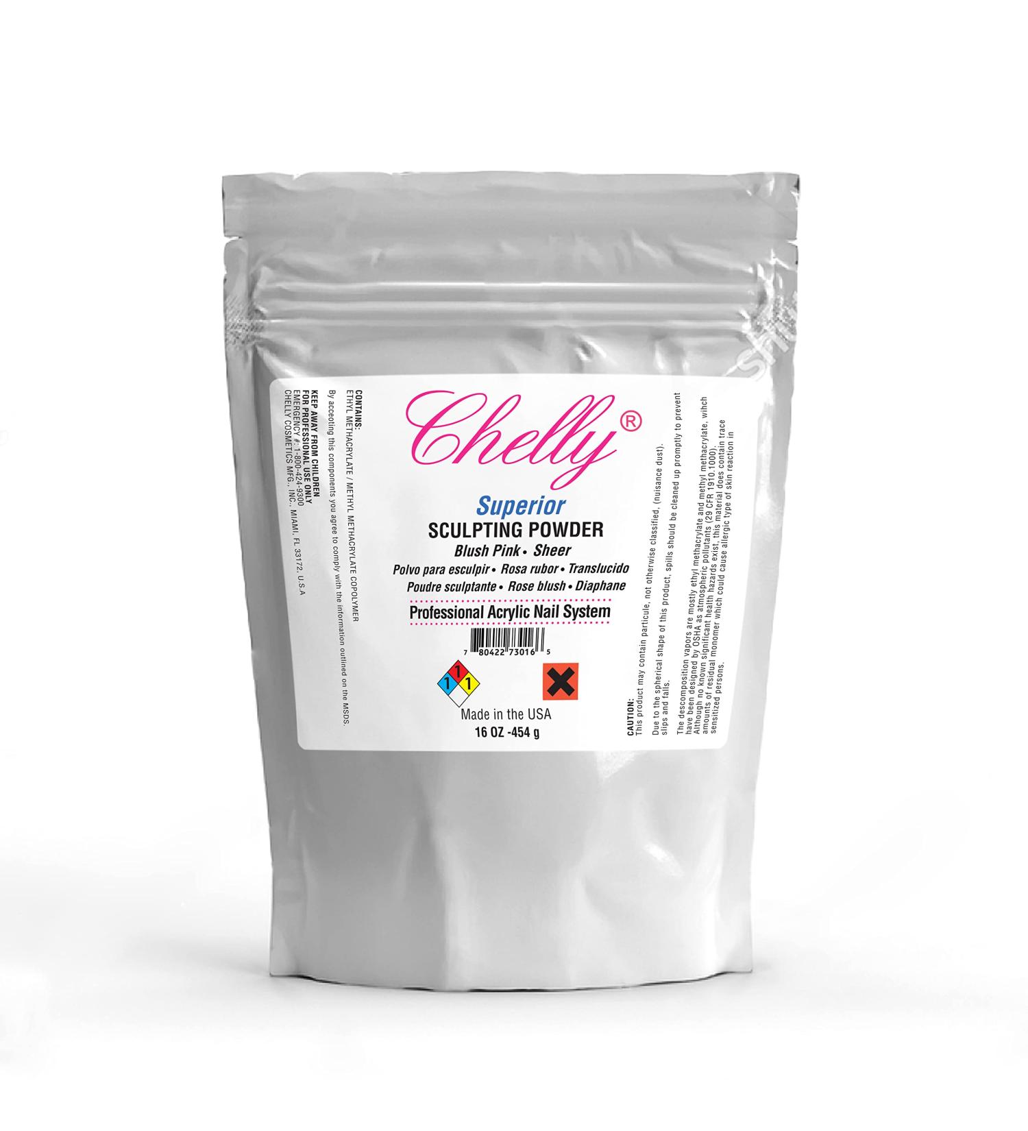 Chelly Superior Sculpting Powder Acrylic Nail System Clear Blush Pink Medium Pink 16 oz - Professional Quality (Blush Pink) - Buy Online on GoSupps.com