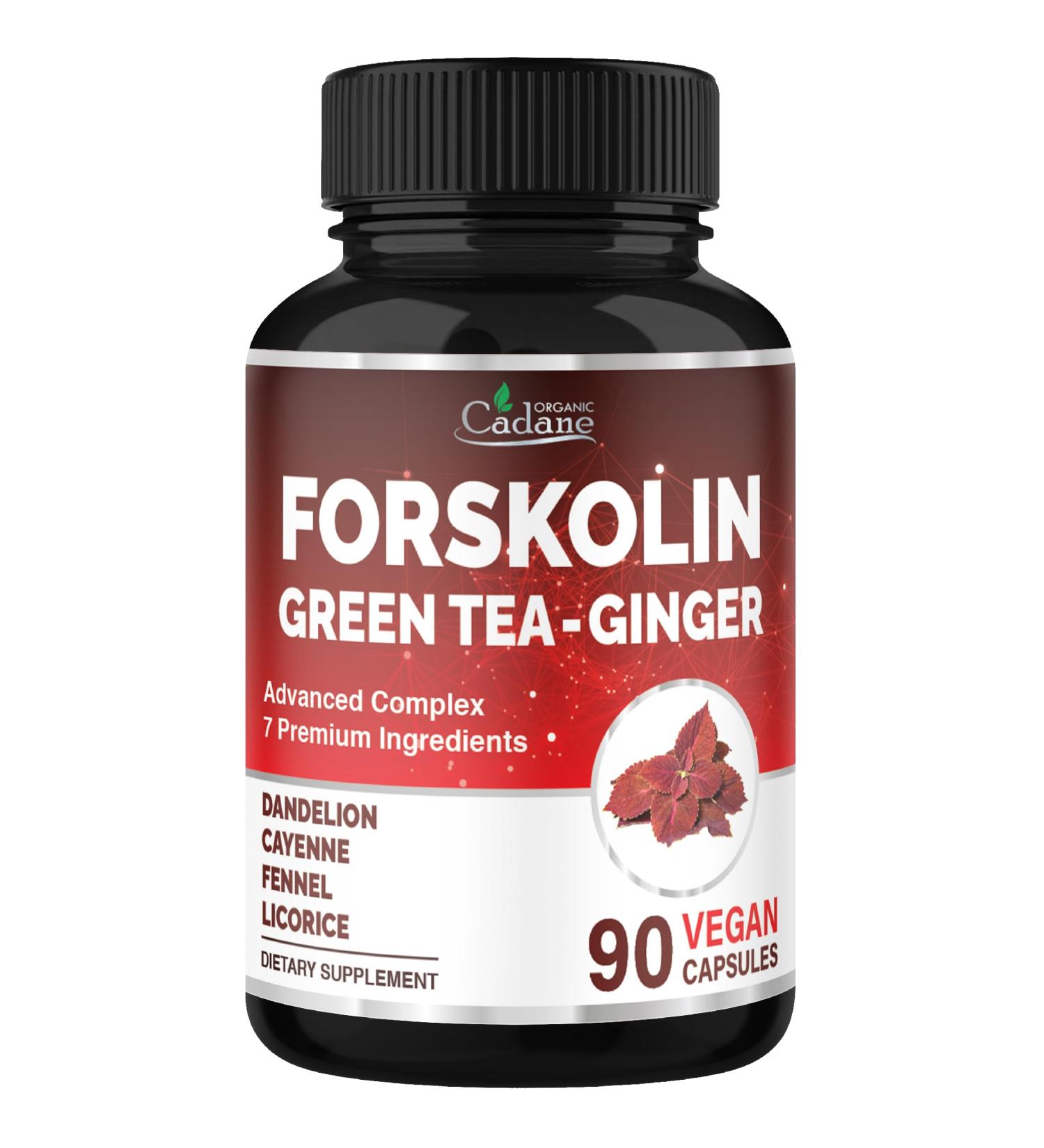 Cadane Forskolin Supplement with Green Tea Ginger Dandelion Cayenne Fennel and Licorice| Body Management & Energy Support | Vegan Non-GMO 90 Capsules 45-Day Supply - Buy Online on GoSupps.com