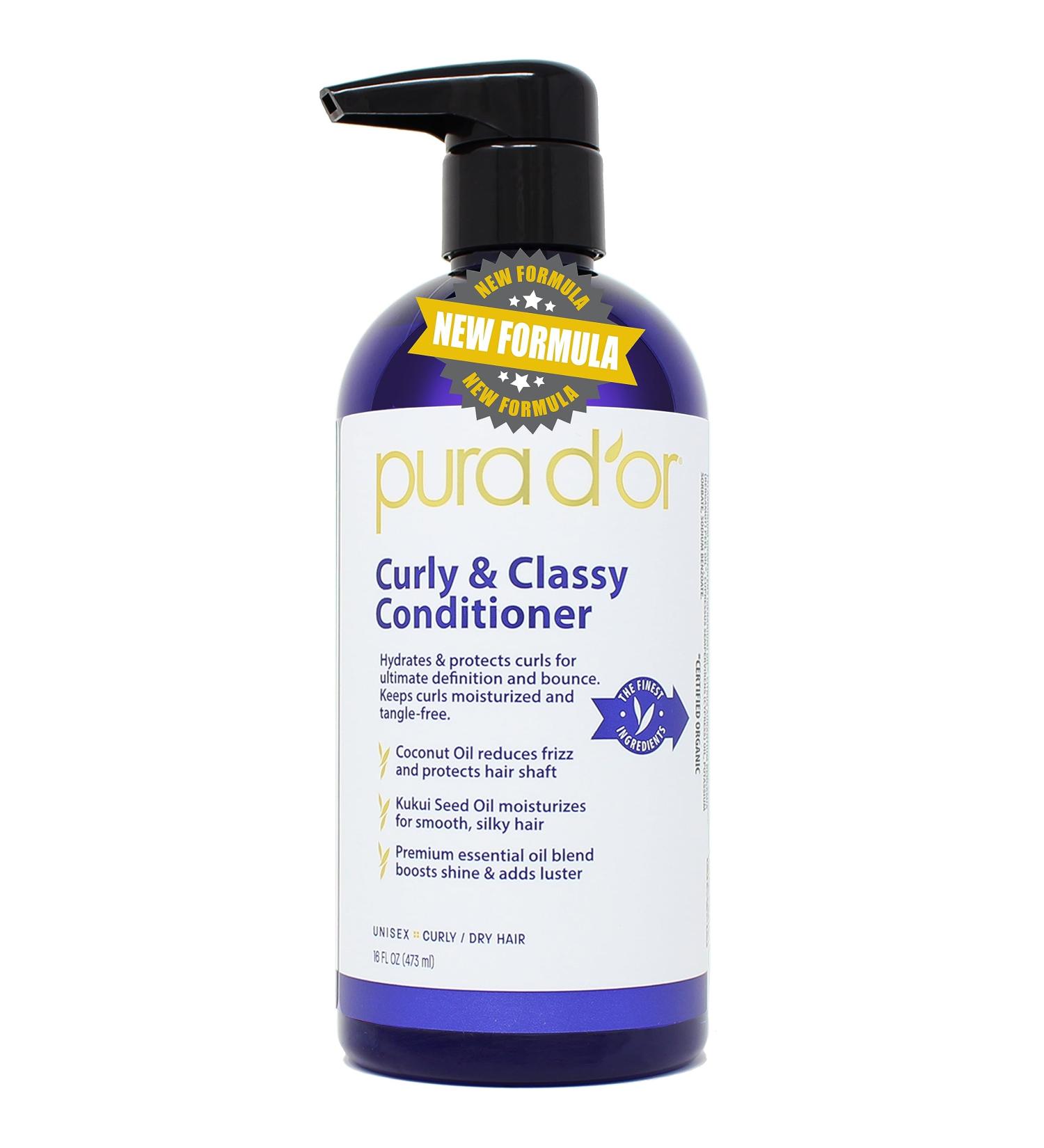 PURA D' OR Curly & Classy Hydrating Conditioner 16oz - Ultimate Definition & Bounce for Gorgeous Curls | Coconut & Kukui Oil Blend - Buy Online on GoSupps.com