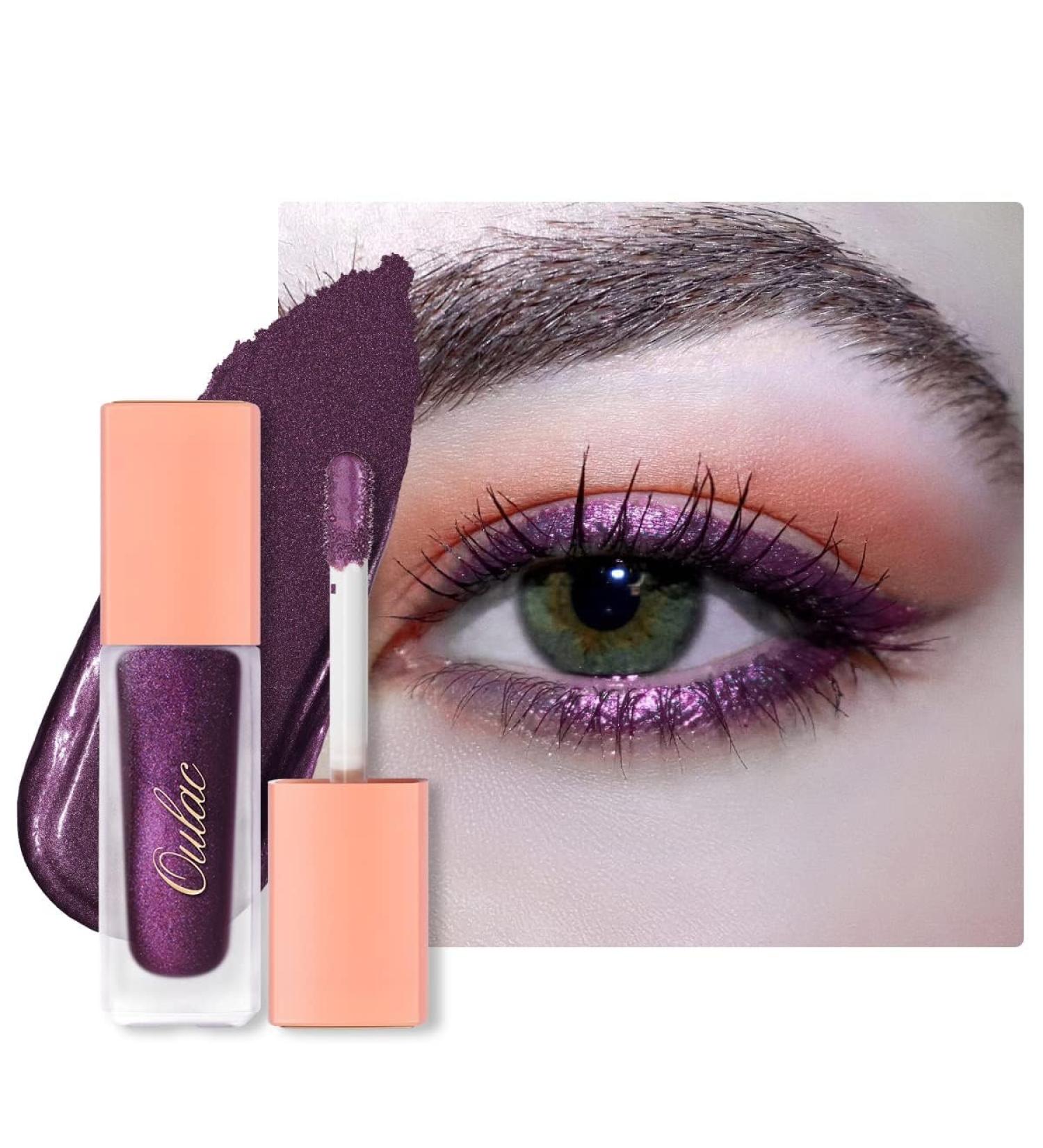 Oulac Liquid Glitter Eyeshadow Highly Pigmented Purple Eyeshadow Liquid Eyeshadow & Liquid Eyeliner | Metallic Deepened Amethyst Blendable Eye Make-up No Creases Vegan 5.4g Vamp It Up(26) - Buy Online on GoSupps.com